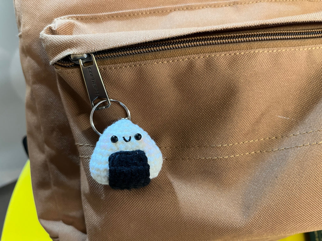 Crochet Mini Onigiri Keyring | Handmade Onigiri Bag Charm