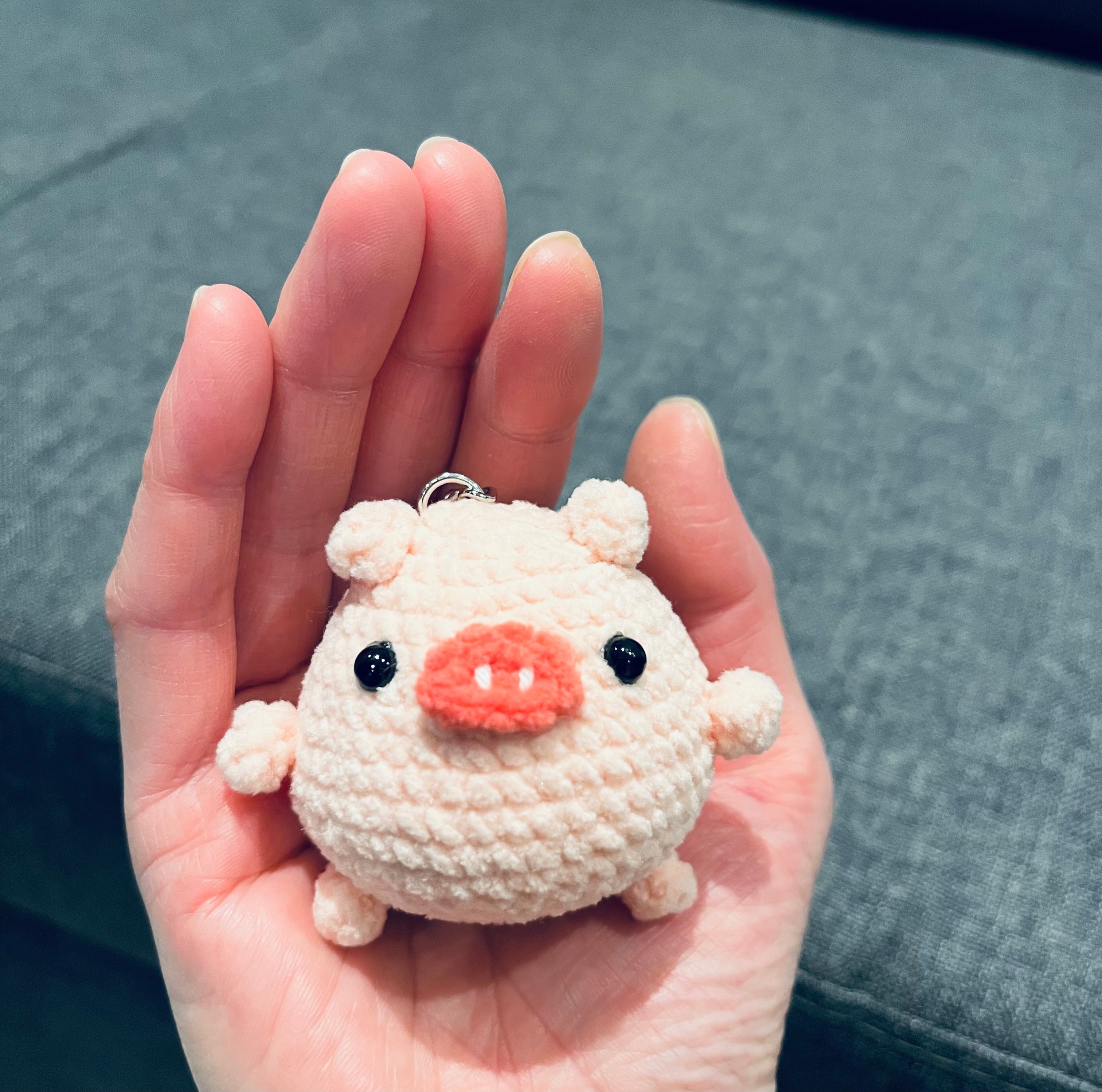 Cute Crochet Character Keyring Collection II/Kawaii Bag Charm/Light Blue Penguin, Purple Penguin, Piggy, Bear, Capybara