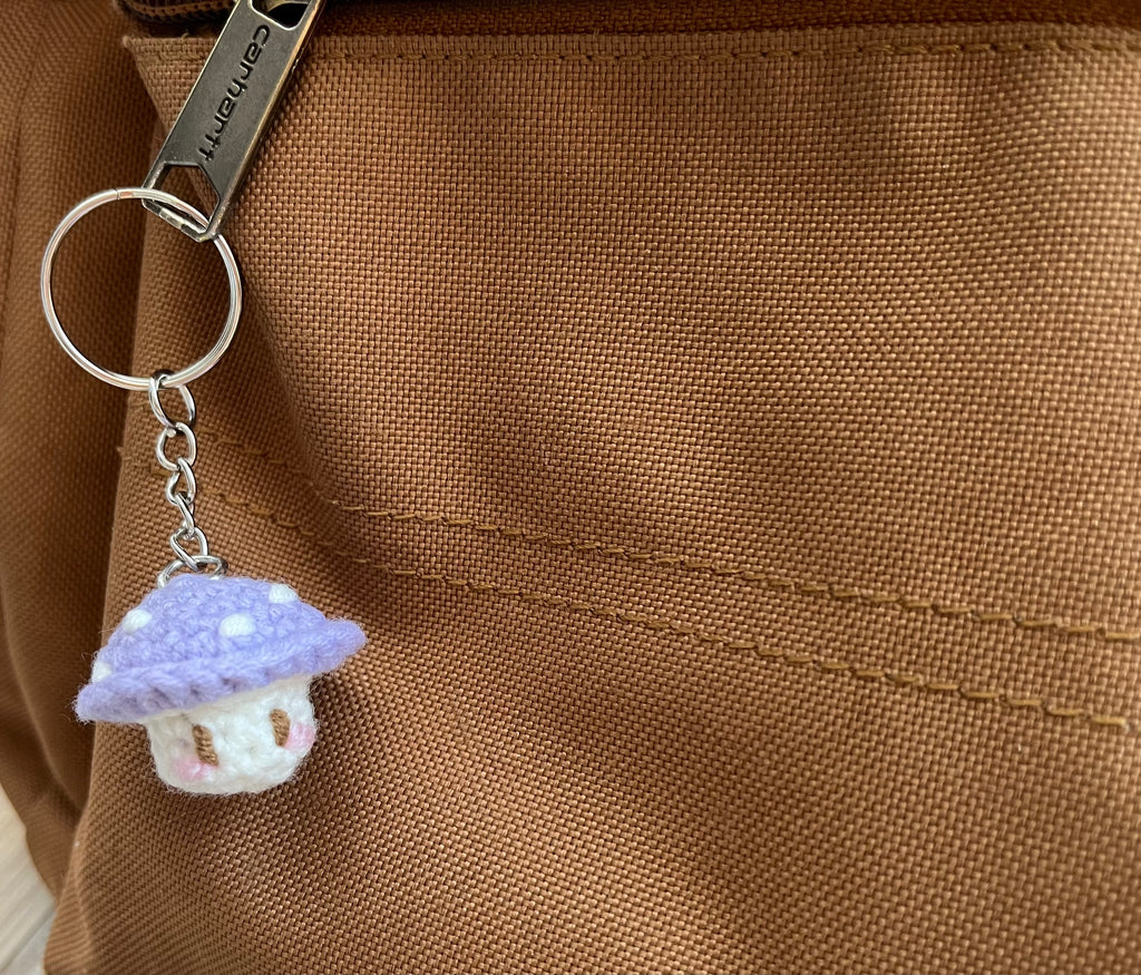 Crochet Mini Mushroom/Mario Keyring | Handmade Smiley Mushroom Bag Charm