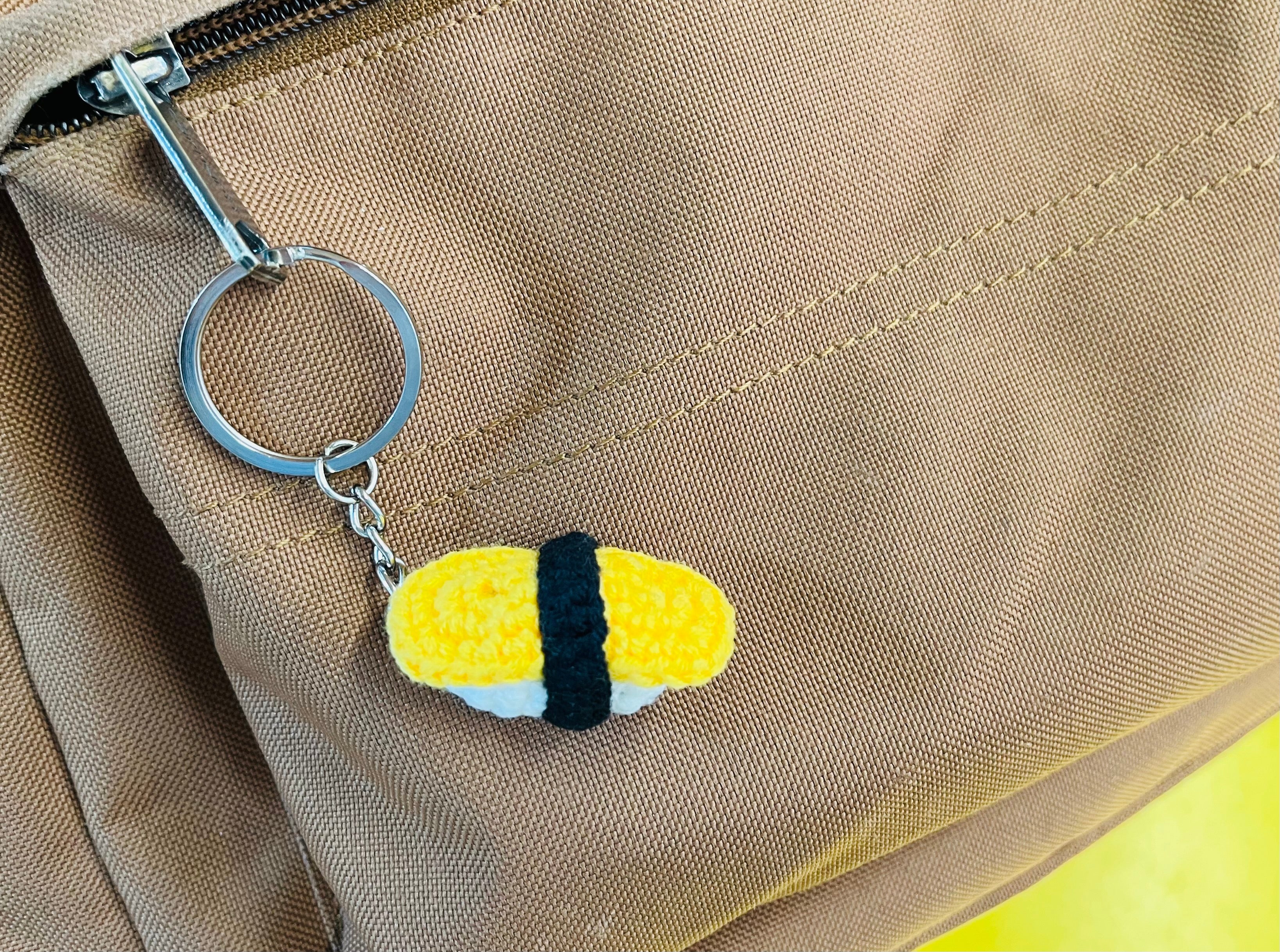 Crochet Mini Sushi Keyring | Handmade Smiley Sushi Bag Charm