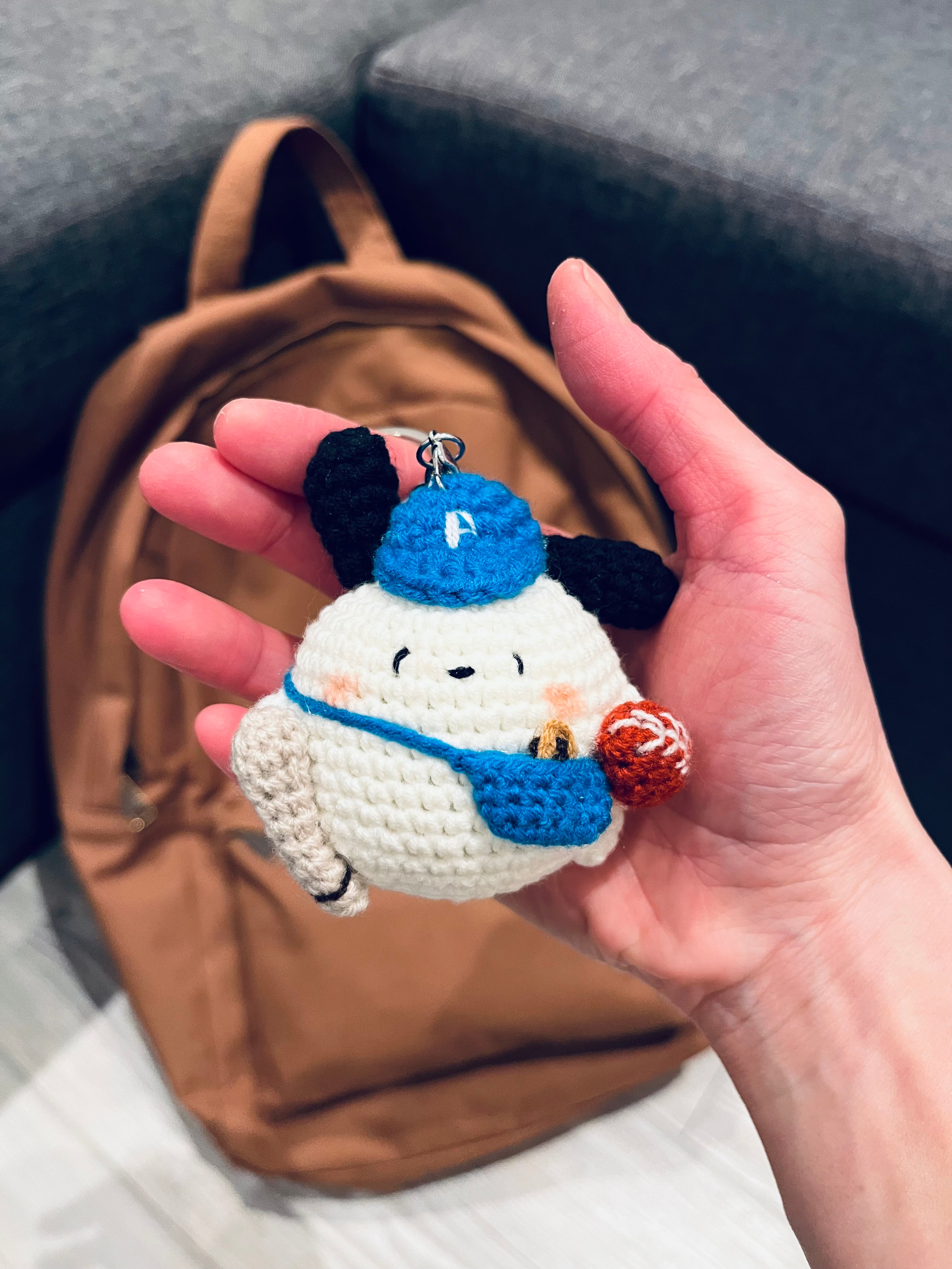 Cute Crochet Character Keyring Collection IV/ Kawaii Bag Charm/Chubby Pompompurin, Pochacco, Piglet, Bear