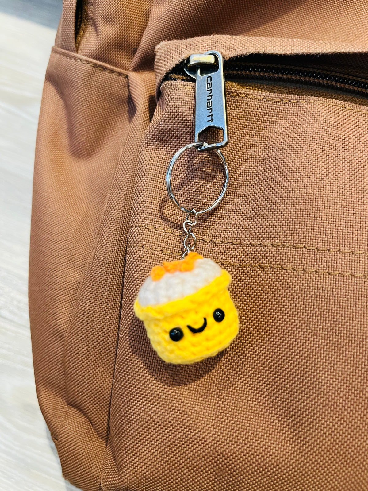 Crochet Siu Mai & Beef Ball, Cute Dim Sum Keychain, Chinese Food Bag Charm, Handmade Foodie Gift