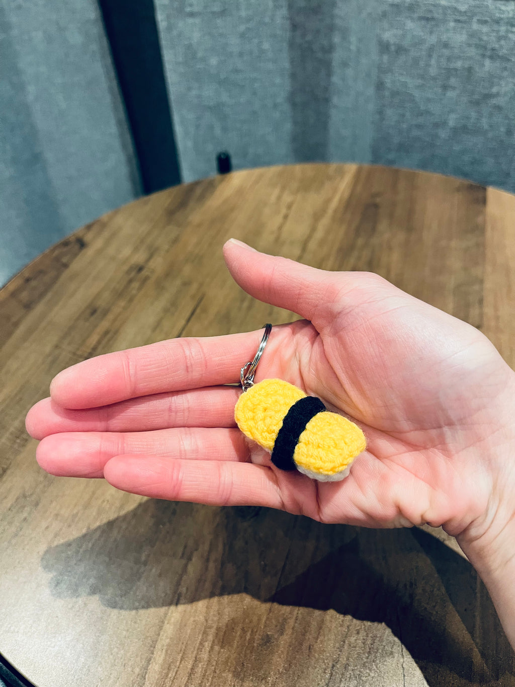 Crochet Mini Sushi Keyring | Handmade Smiley Sushi Bag Charm