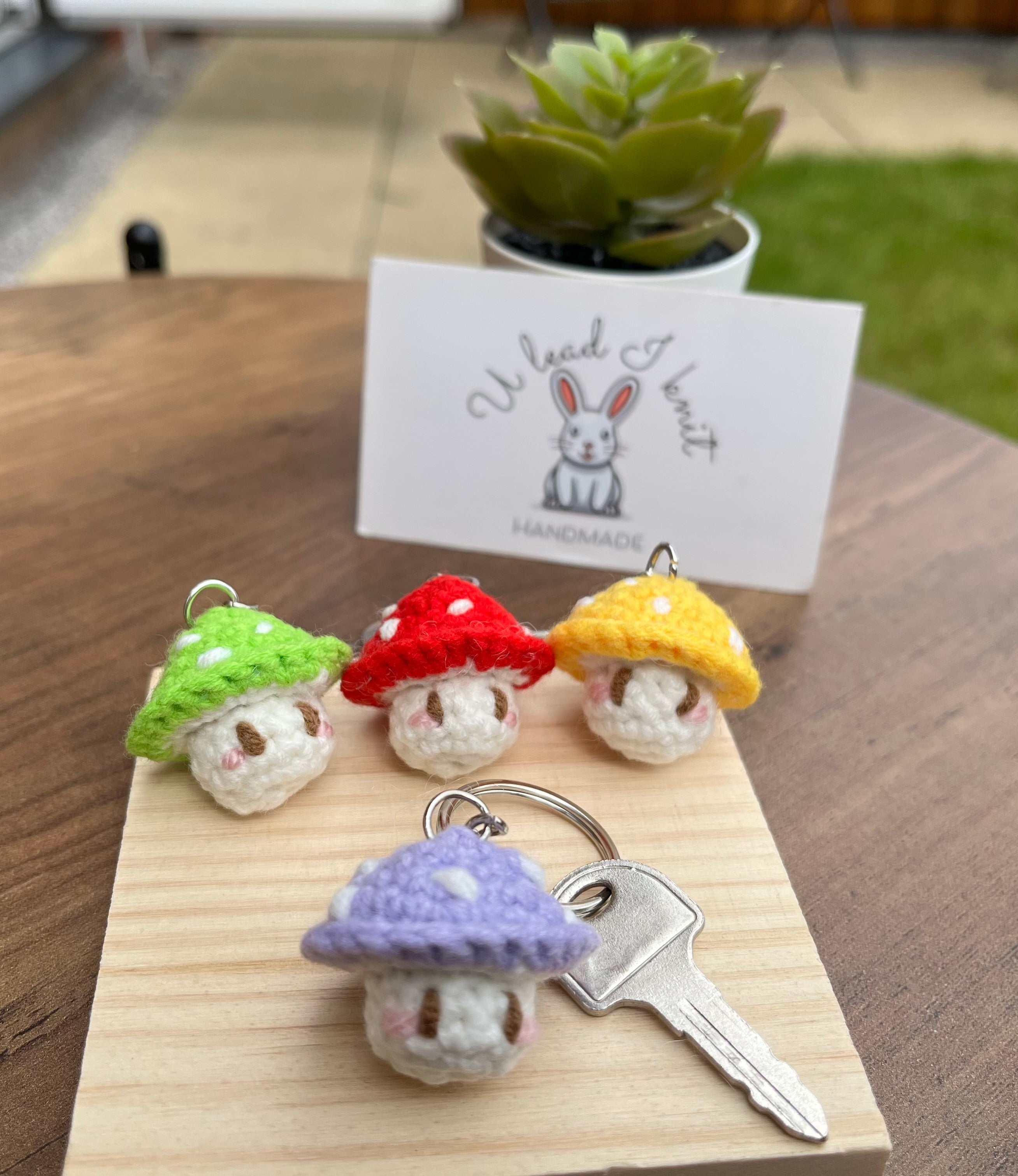 Crochet Mini Mushroom/Mario Keyring | Handmade Smiley Mushroom Bag Charm