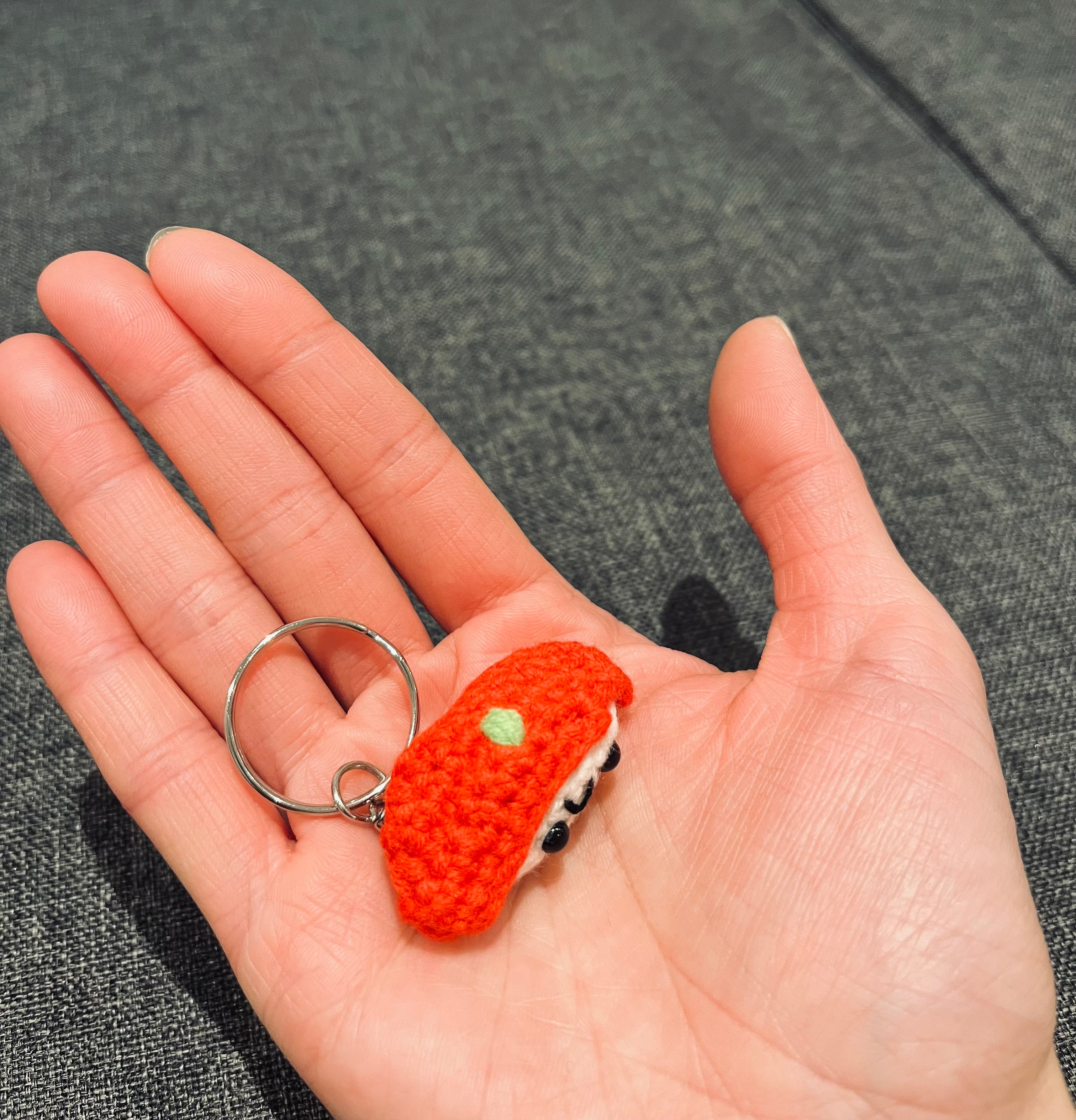 Crochet Mini Sushi Keyring | Handmade Smiley Sushi Bag Charm