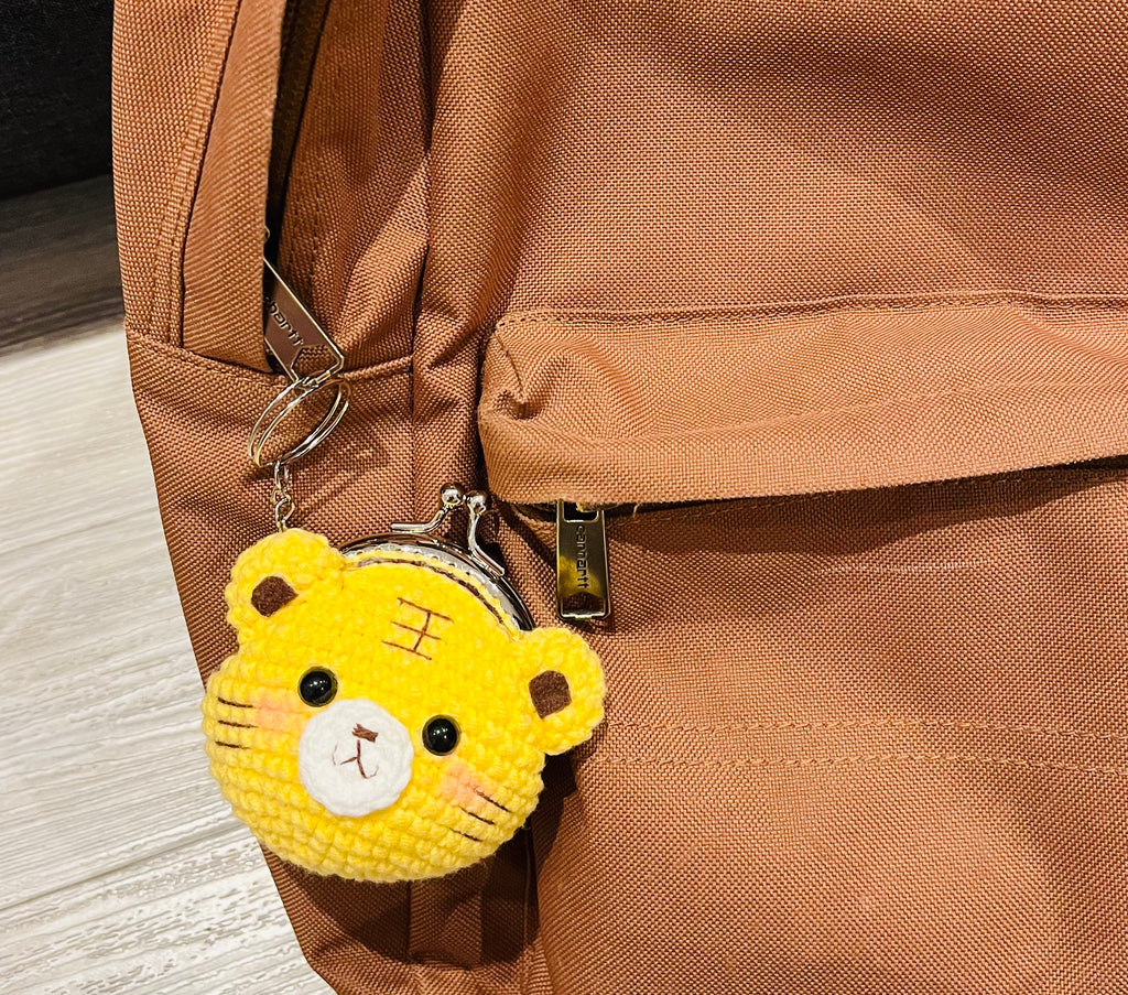 Handmade Crochet Keychain Purse I , Cute Character Keyholder, Winnie the Pooh, Mickey,  Hello Kitty, Puppy, Tiger, Cute Bag Charm