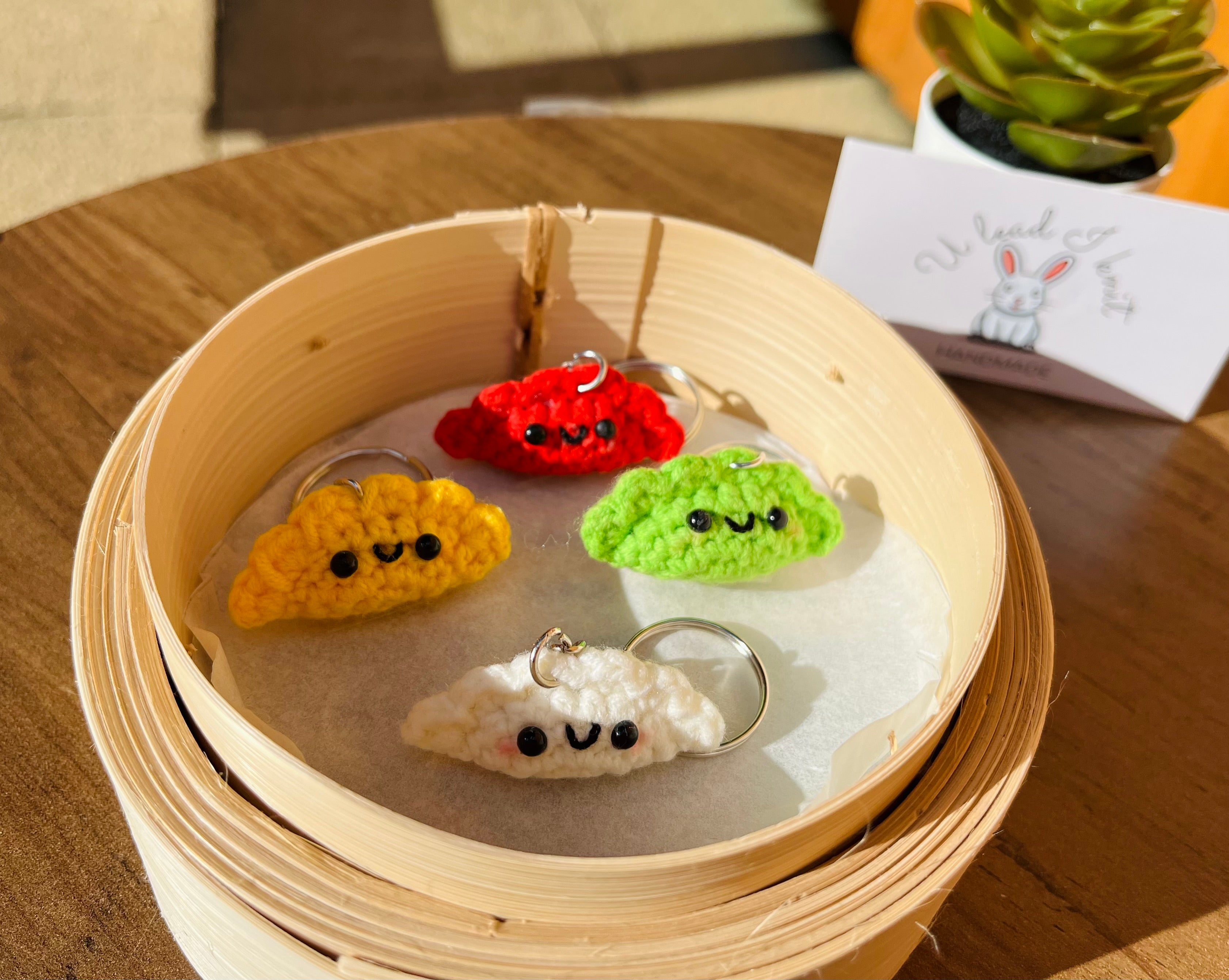 Crochet Mini Dumplings Keyring | Cute Food Bag Charm | Handmade