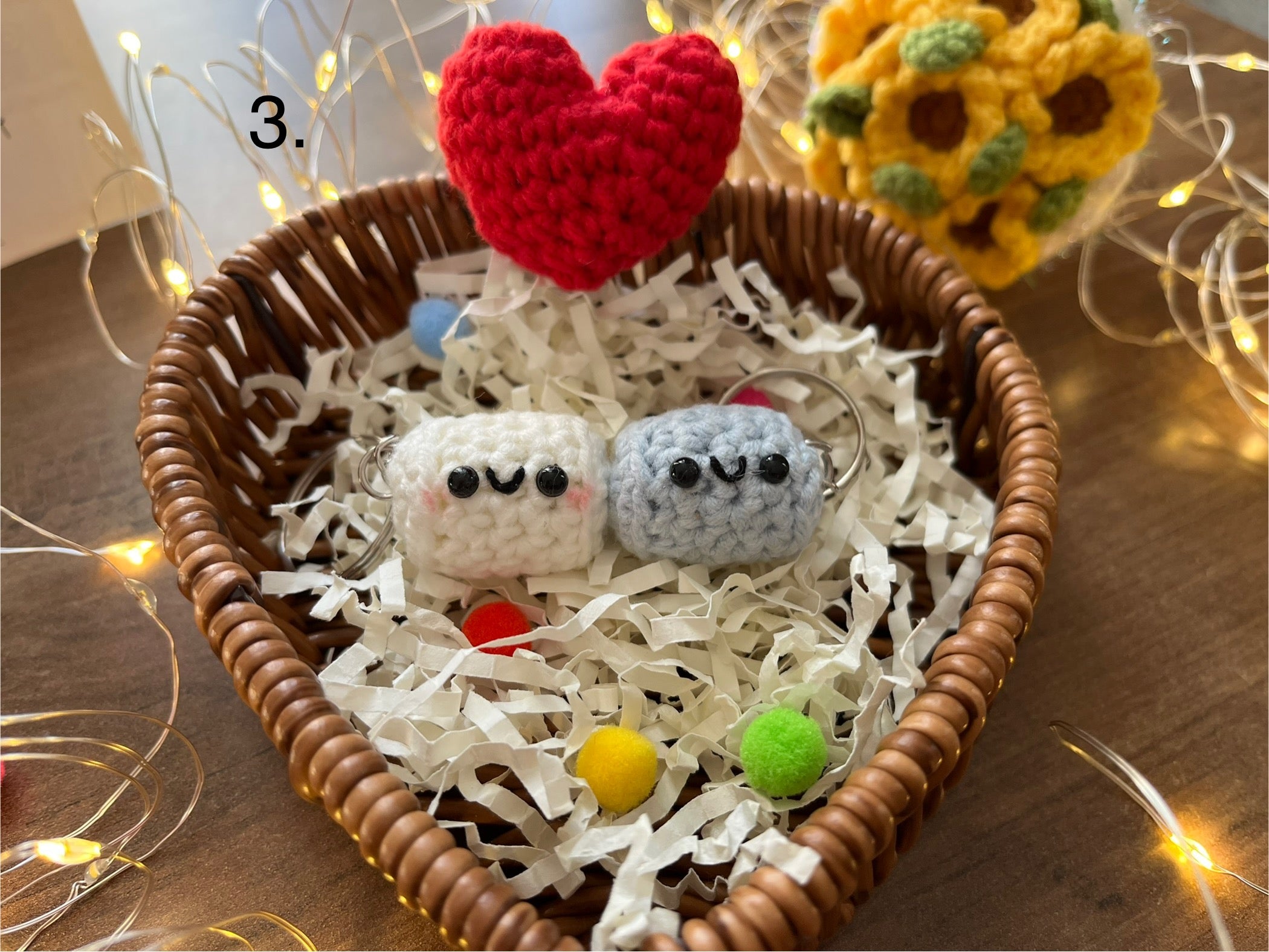 Magnetic Crochet Marshmallow Keychain Set, Couple Keychains, Valentine’s Day Gift, Handmade Cute Bag Charm, His and Hers Gift