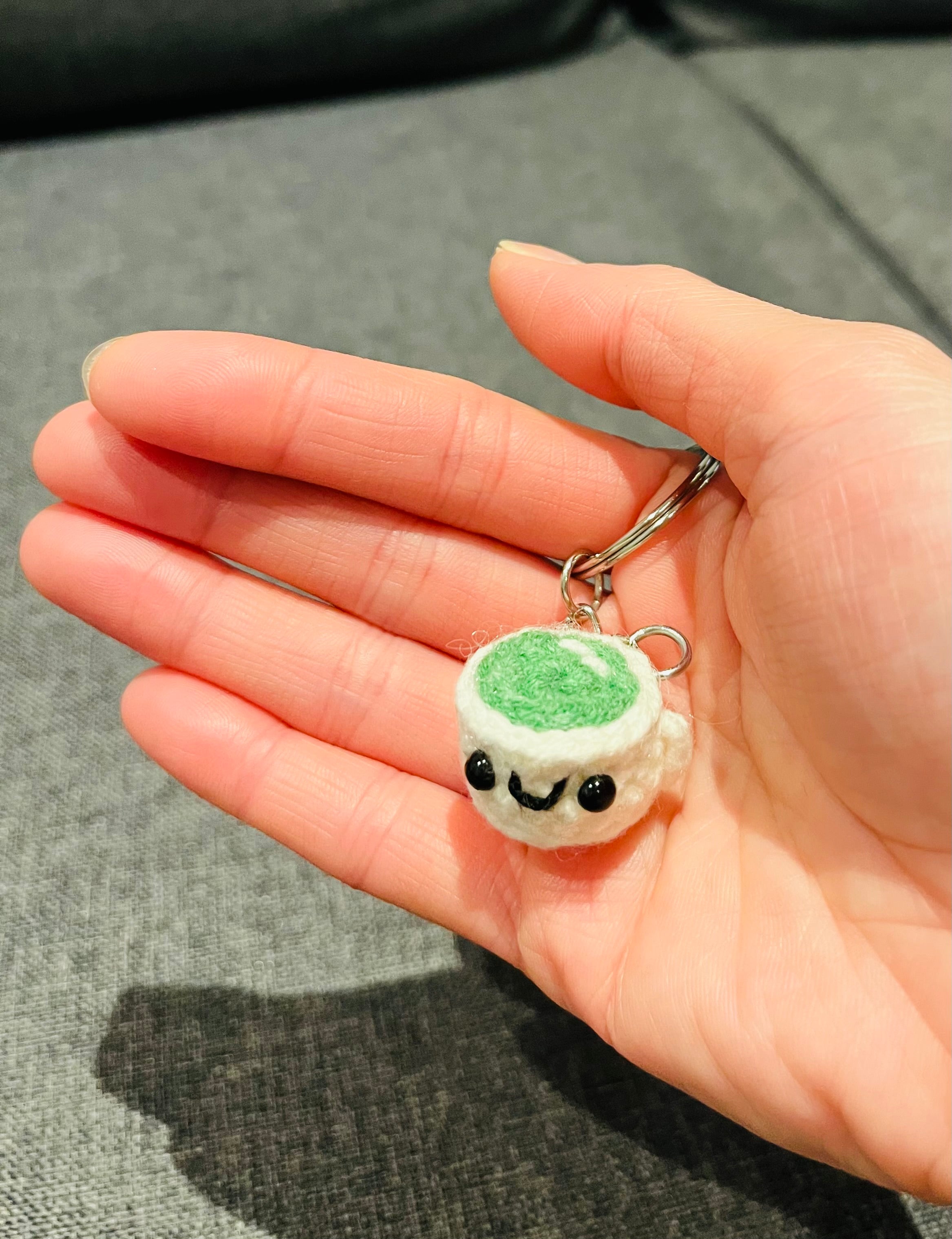 Crochet Mini Latte, Matcha, Mocha Marshmallow Keyring/Cute Handmade Latte, Matcha, Mocha Marshmallow Bag Charm