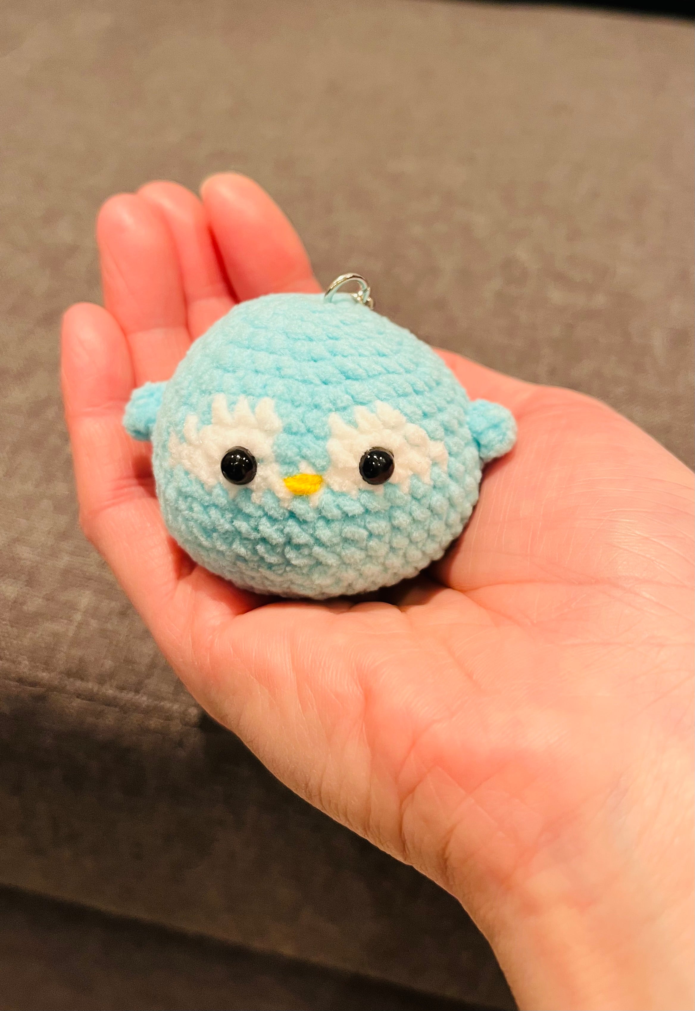 Cute Crochet Character Keyring Collection II/Kawaii Bag Charm/Light Blue Penguin, Purple Penguin, Piggy, Bear, Capybara