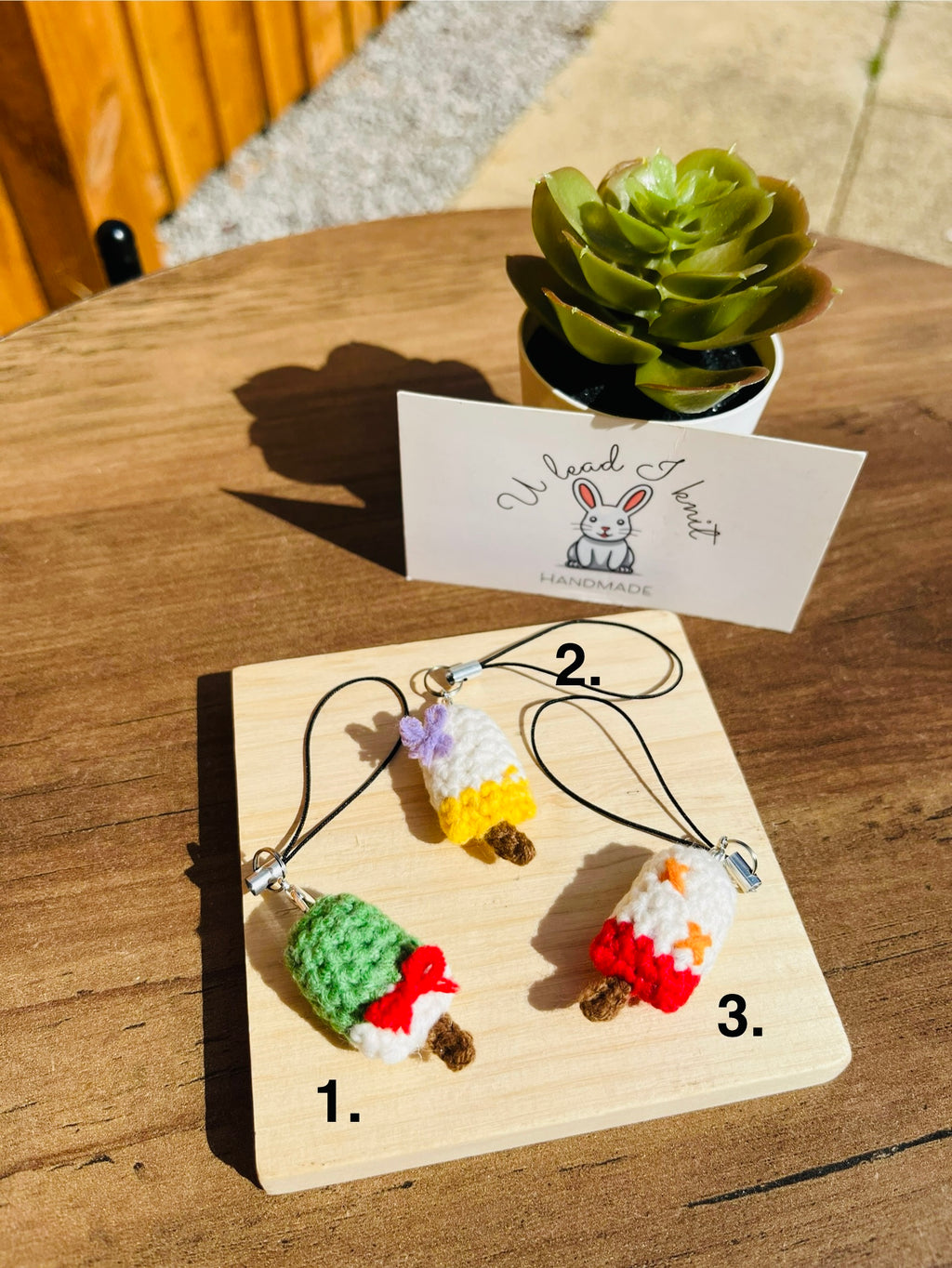 Crochet Ice Cream Bar Keychain, Cute Phone Charm, Mini Bag Charm, Handmade Summer Gift