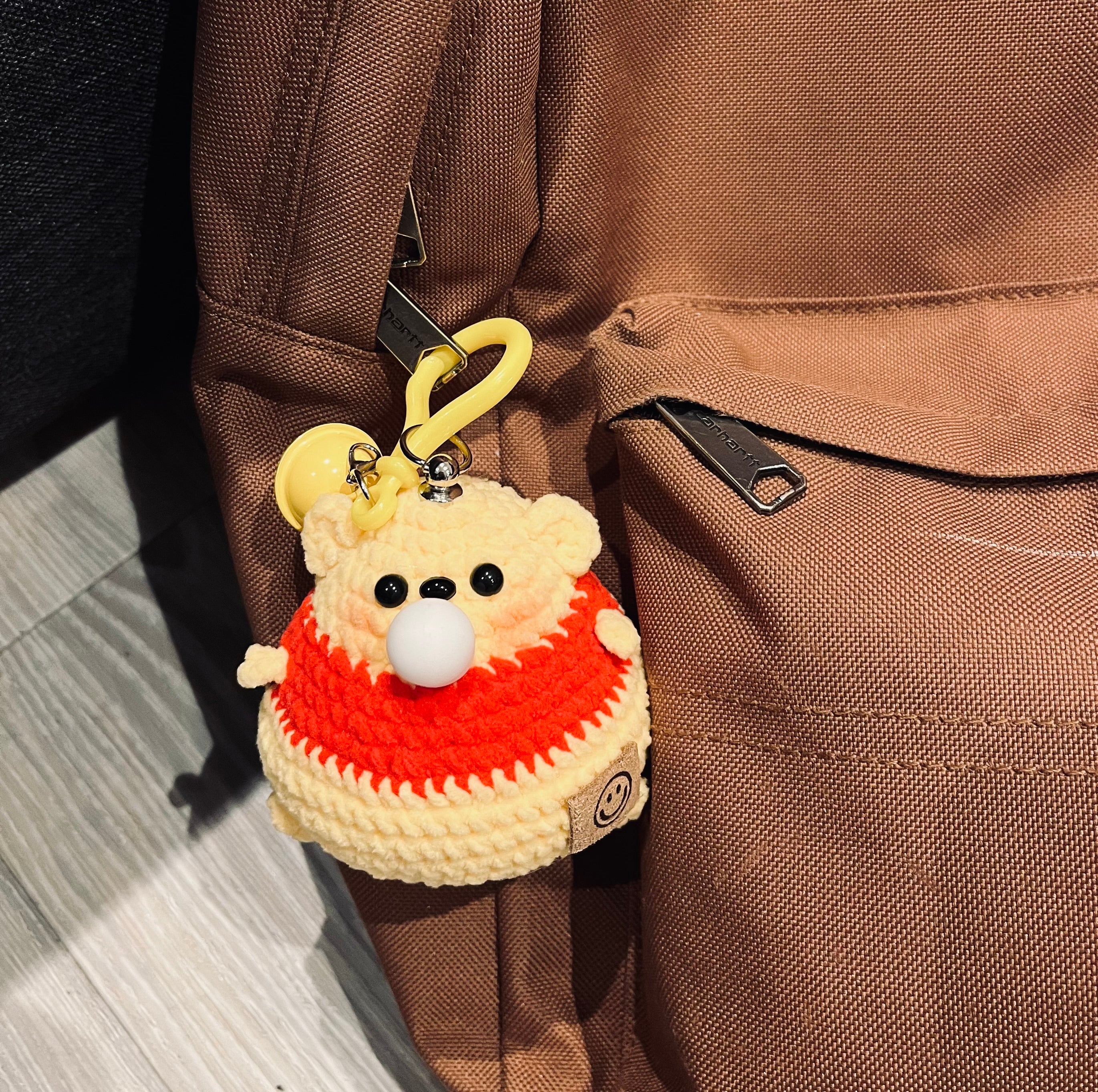 Crochet Chubby Squeeze Keychain II (Minion, Totoro I, Winnie The Pooh, Lamb) Interactive Squishy Toy | Handmade Gift