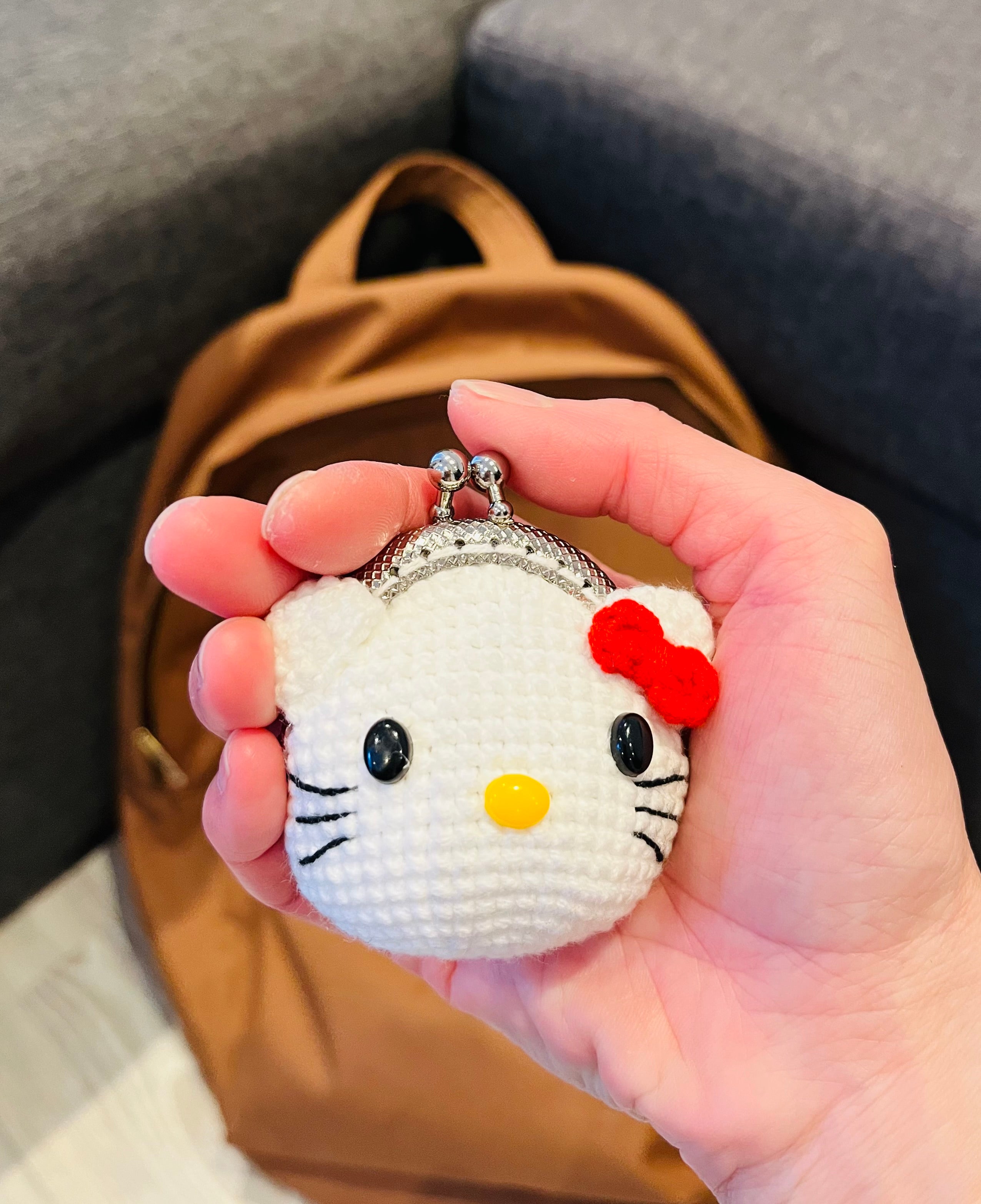 Handmade Crochet Keychain Purse I , Cute Character Keyholder, Winnie the Pooh, Mickey,  Hello Kitty, Puppy, Tiger, Cute Bag Charm