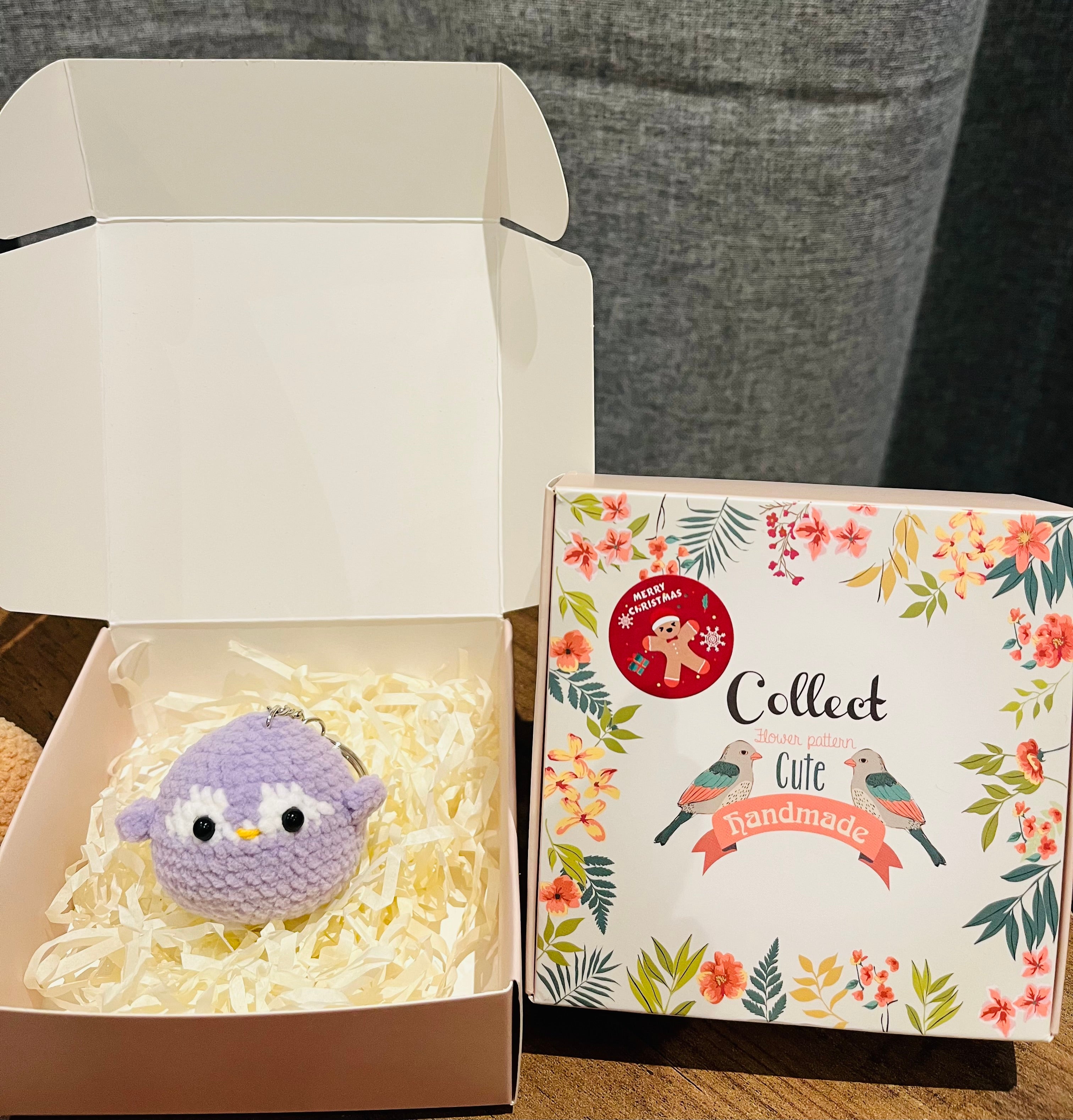 Cute Crochet Character Keyring Collection II/Kawaii Bag Charm/Light Blue Penguin, Purple Penguin, Piggy, Bear, Capybara