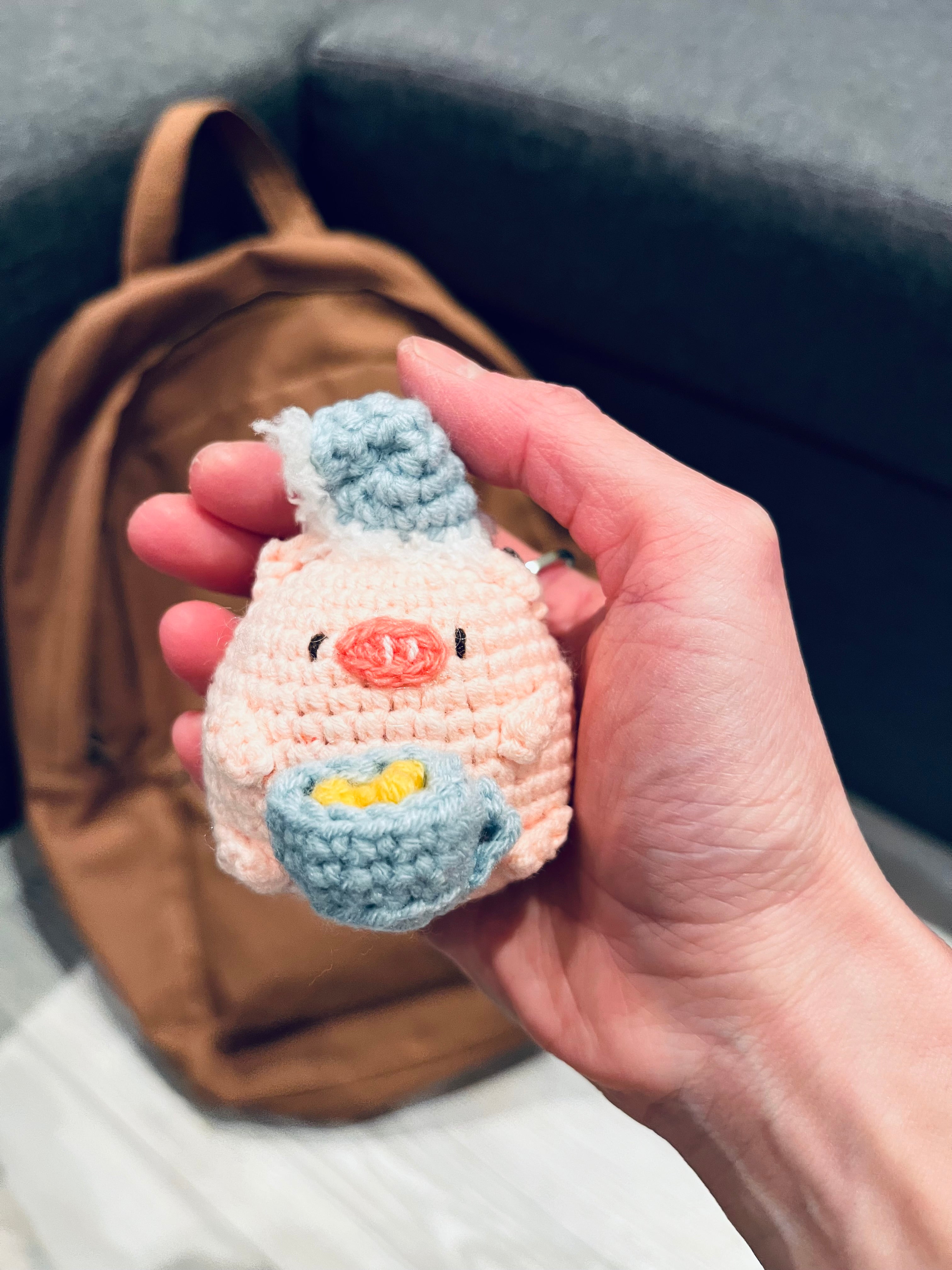 Cute Crochet Character Keyring Collection IV/ Kawaii Bag Charm/Chubby Pompompurin, Pochacco, Piglet, Bear