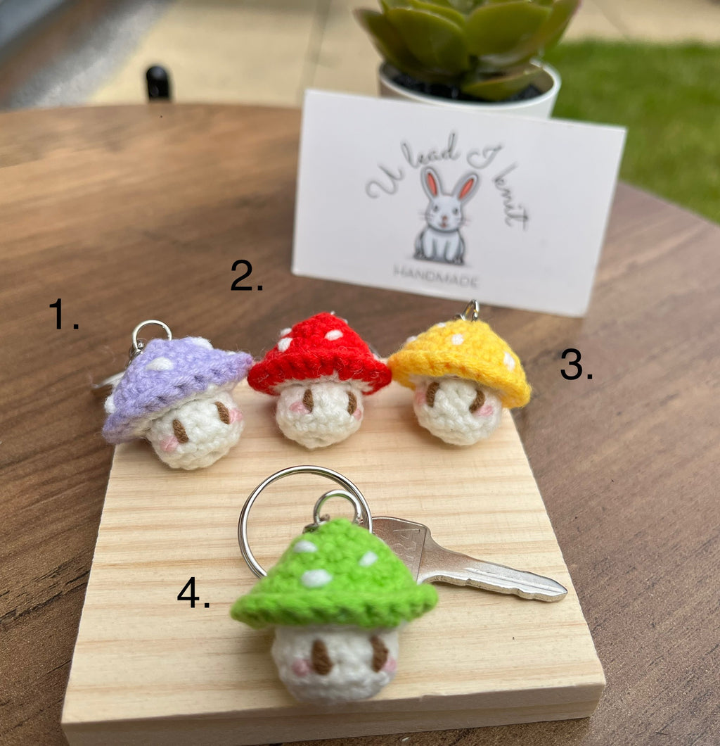 Crochet Mini Mushroom/Mario Keyring | Handmade Smiley Mushroom Bag Charm