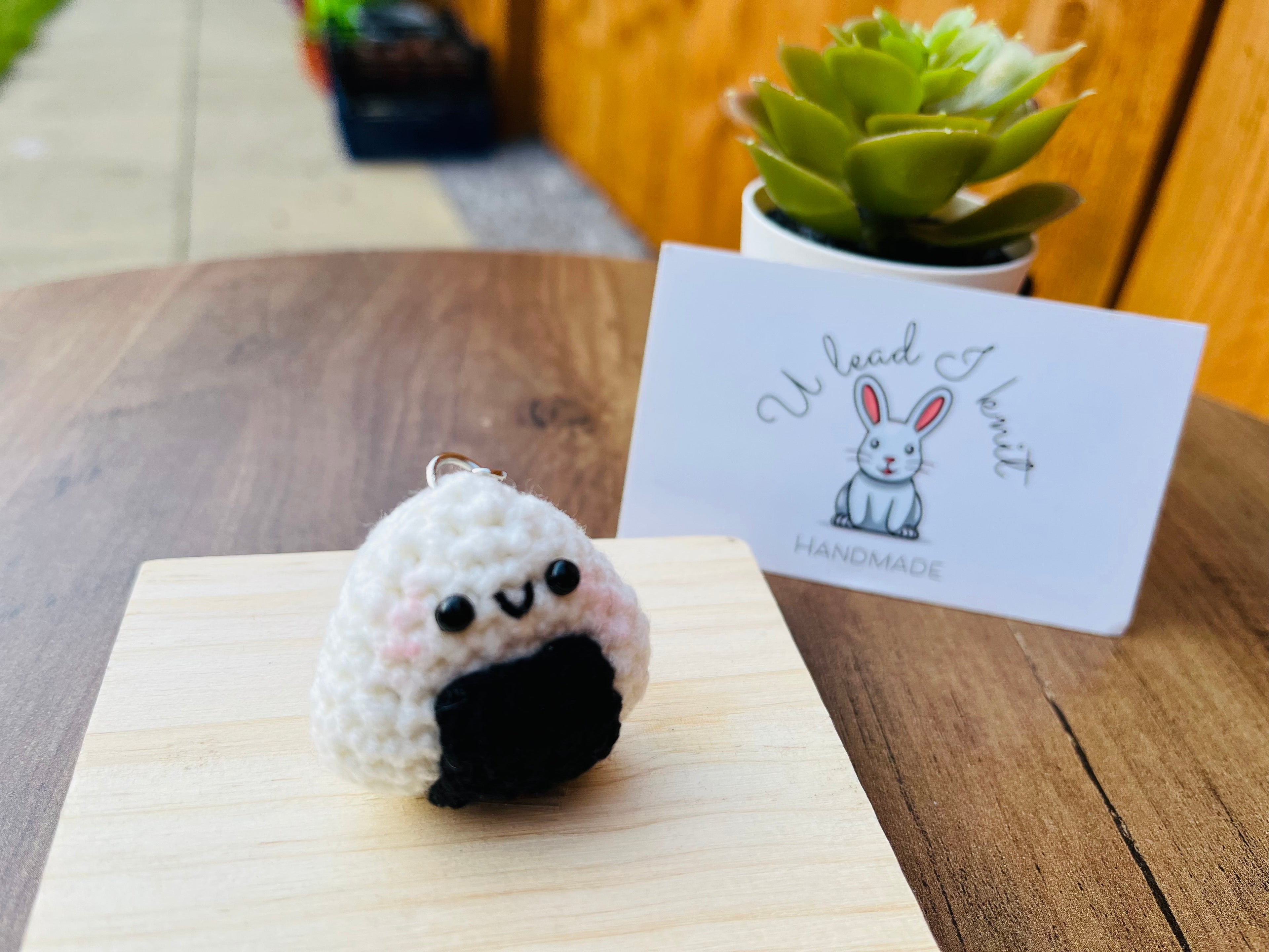 Crochet Mini Onigiri Keyring | Handmade Onigiri Bag Charm