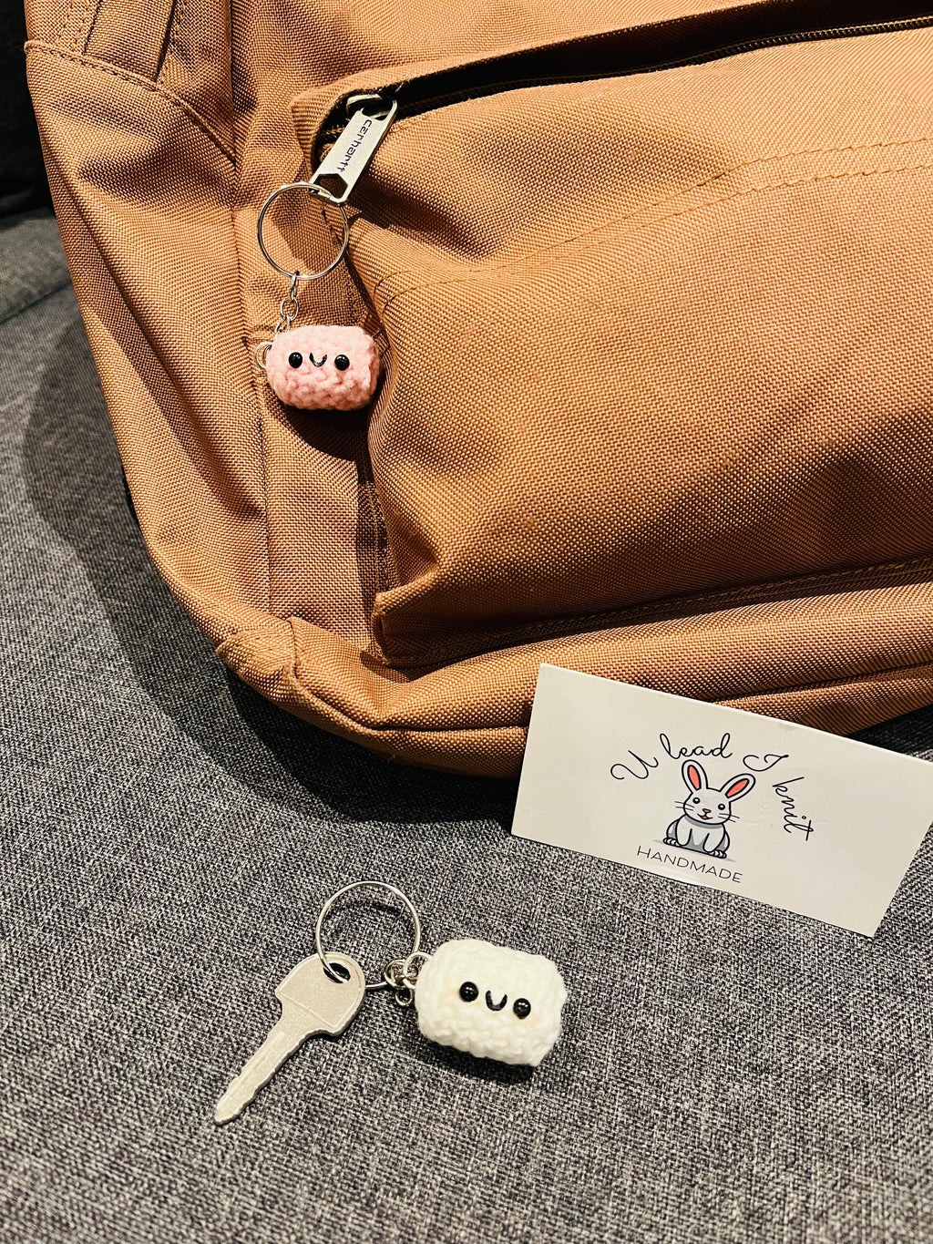 Magnetic Crochet Marshmallow Keychain Set, Couple Keychains, Valentine’s Day Gift, Handmade Cute Bag Charm, His and Hers Gift