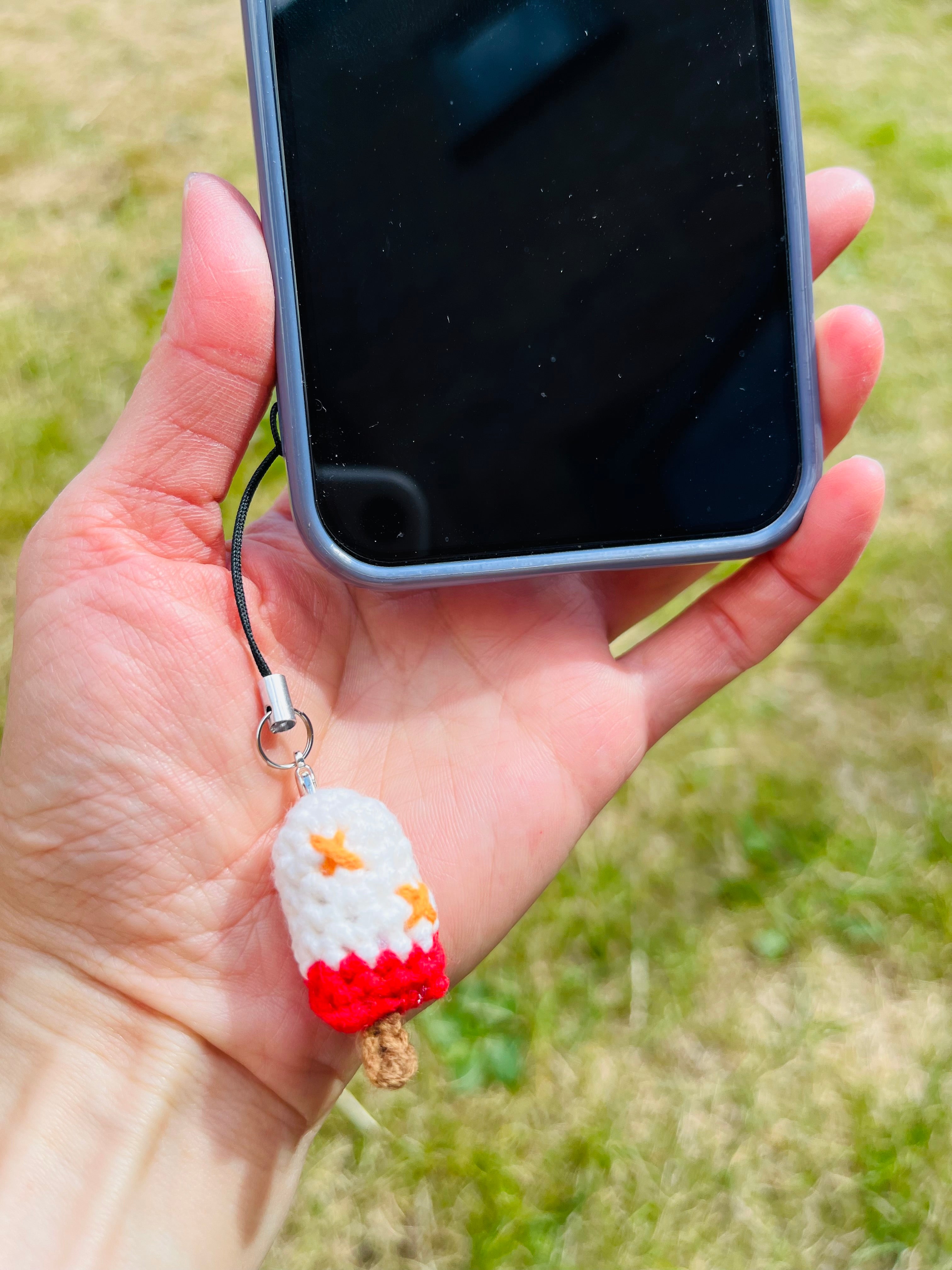 Crochet Ice Cream Bar Keychain, Cute Phone Charm, Mini Bag Charm, Handmade Summer Gift