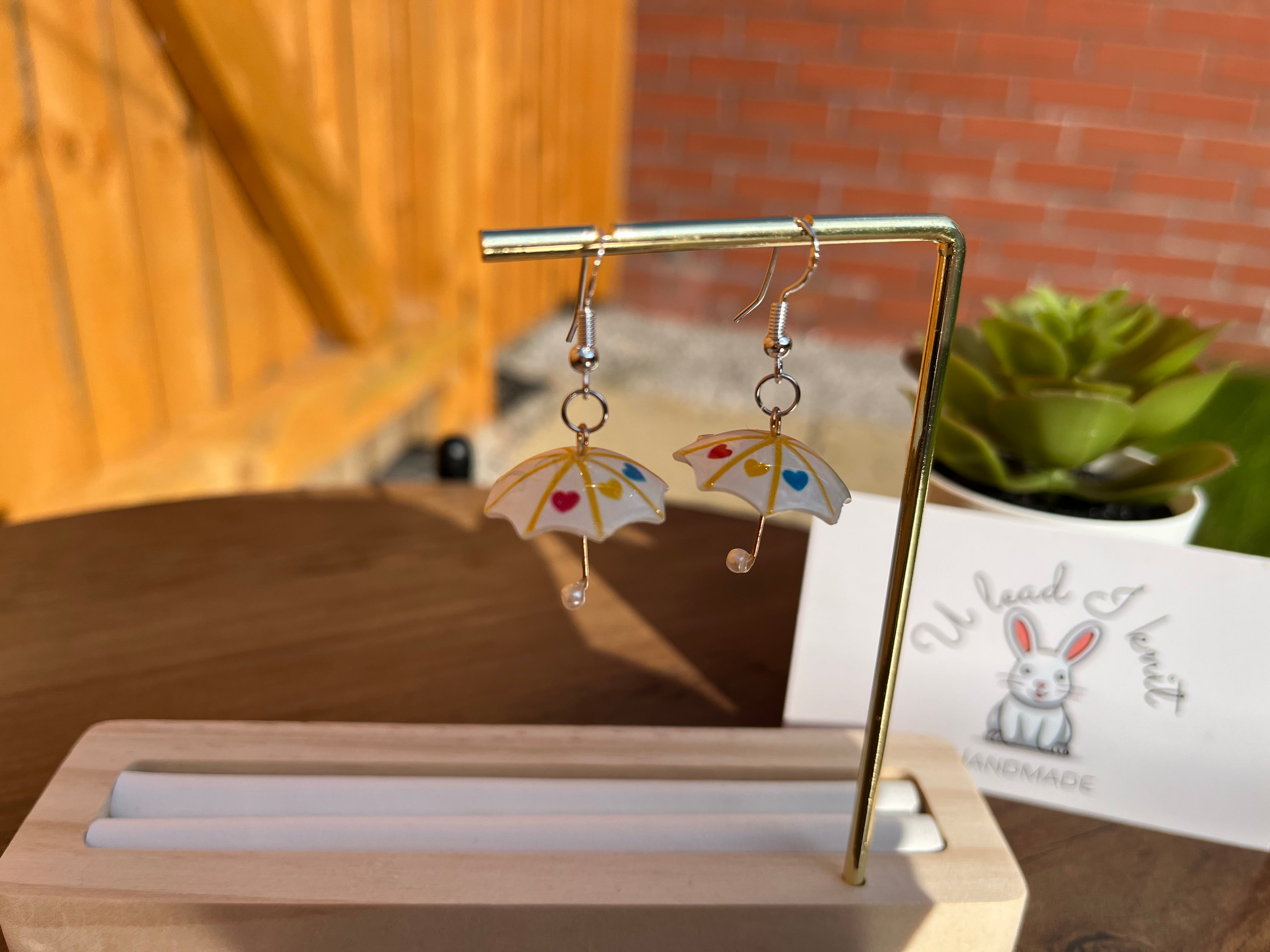 Umbrella Earrings, Cute Kawaii Earrings, Aesthetic Handmade Jewellery, Colourful Dangle Earrings, Gift for Her