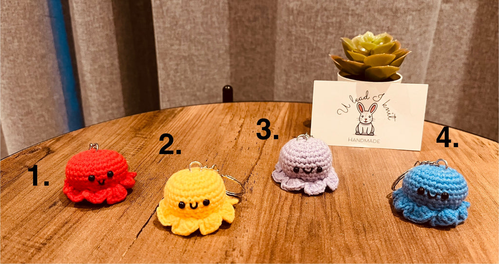 Cute Crochet Octopus Family Keyring/Kawaii Bag Charm Handmade