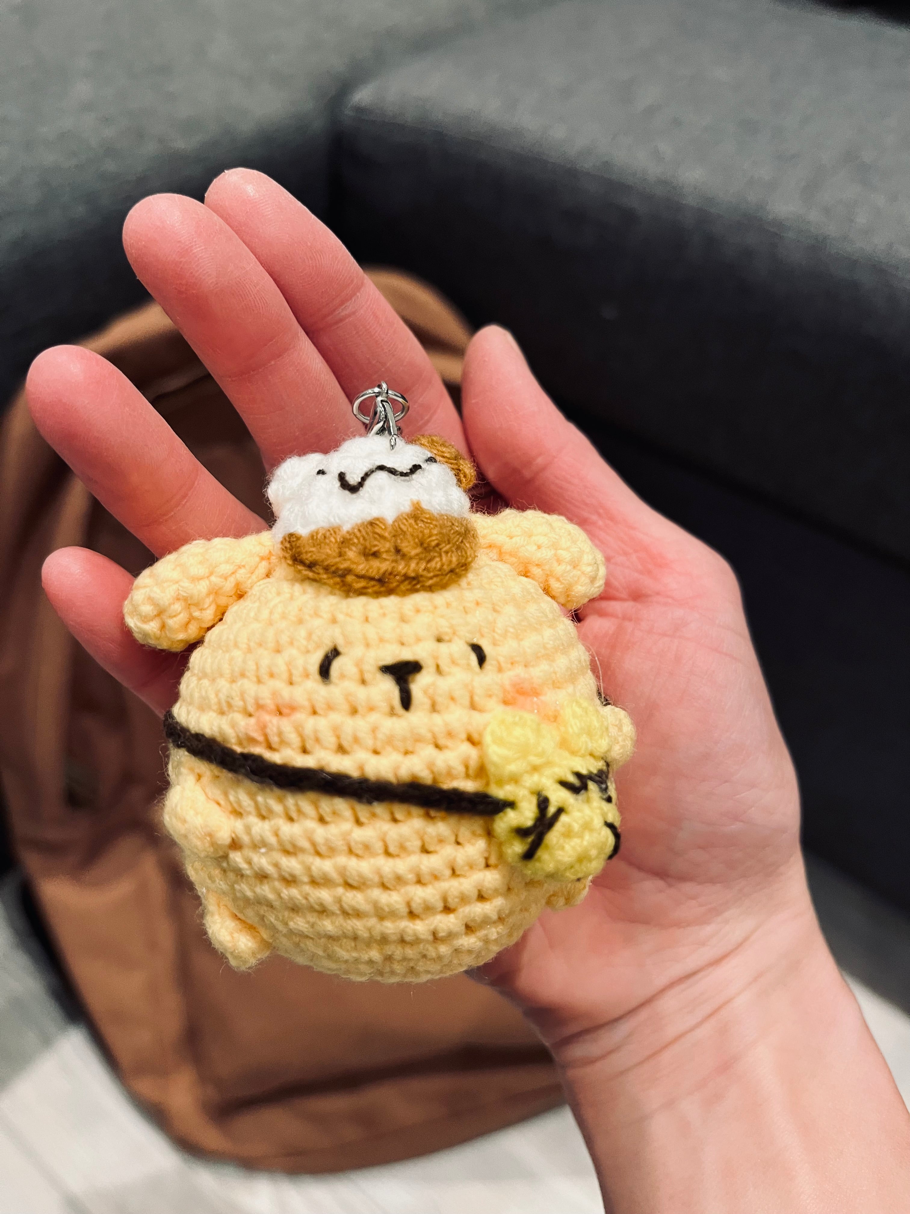 Cute Crochet Character Keyring Collection IV/ Kawaii Bag Charm/Chubby Pompompurin, Pochacco, Piglet, Bear