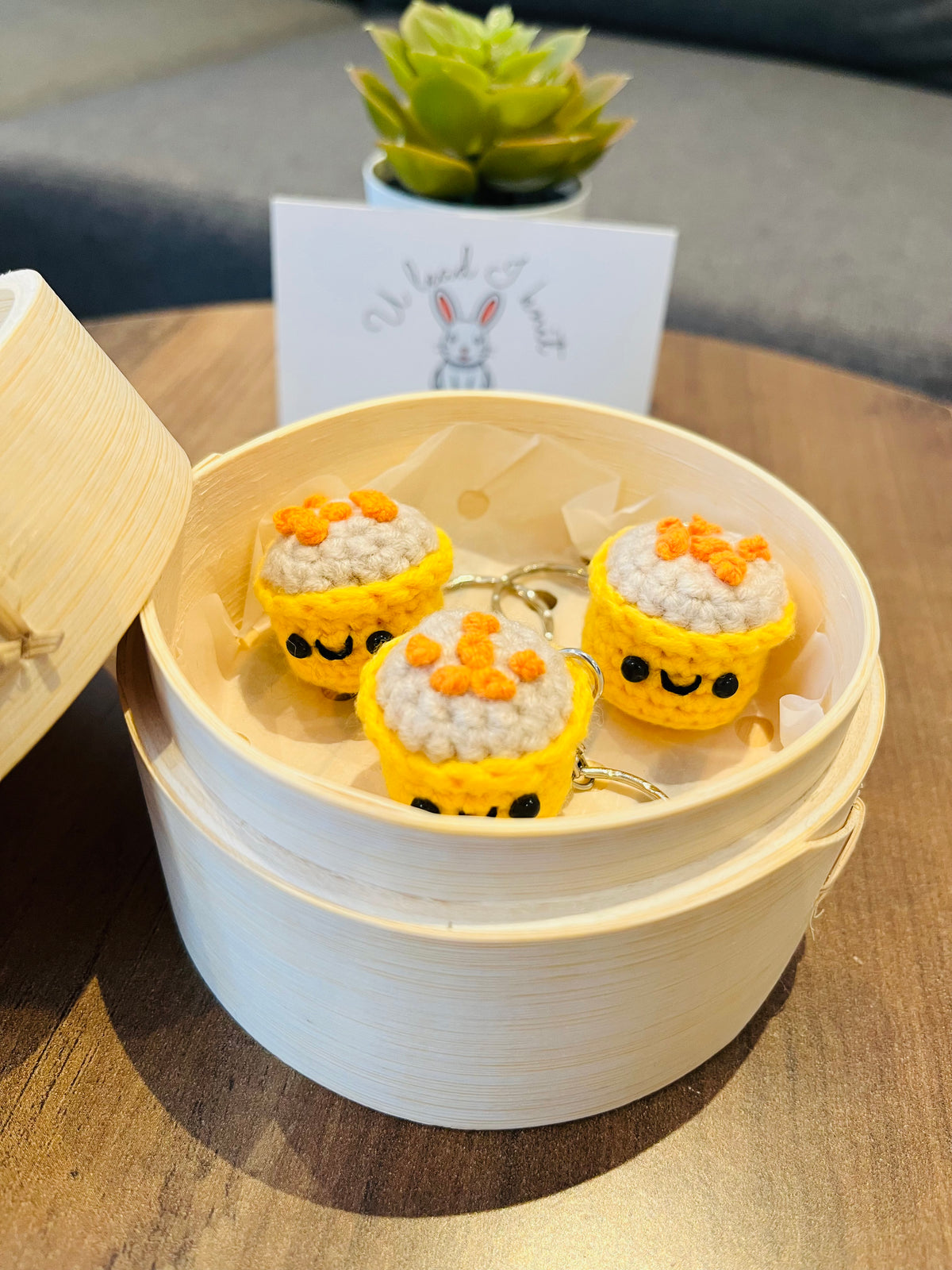 Crochet Siu Mai & Beef Ball, Cute Dim Sum Keychain, Chinese Food Bag Charm, Handmade Foodie Gift