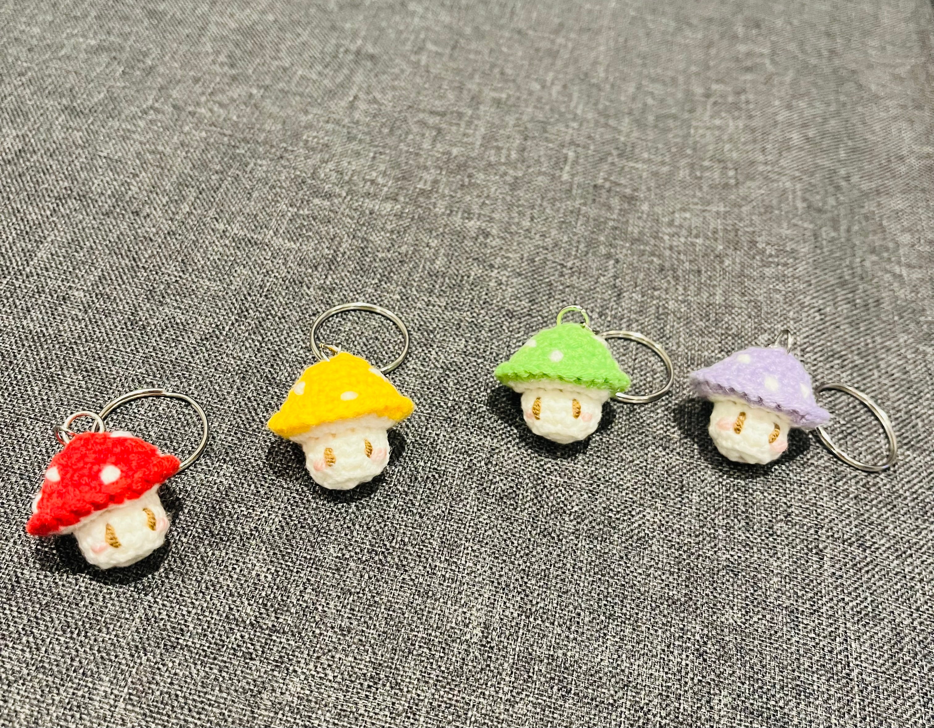 Crochet Mini Mushroom/Mario Keyring | Handmade Smiley Mushroom Bag Charm