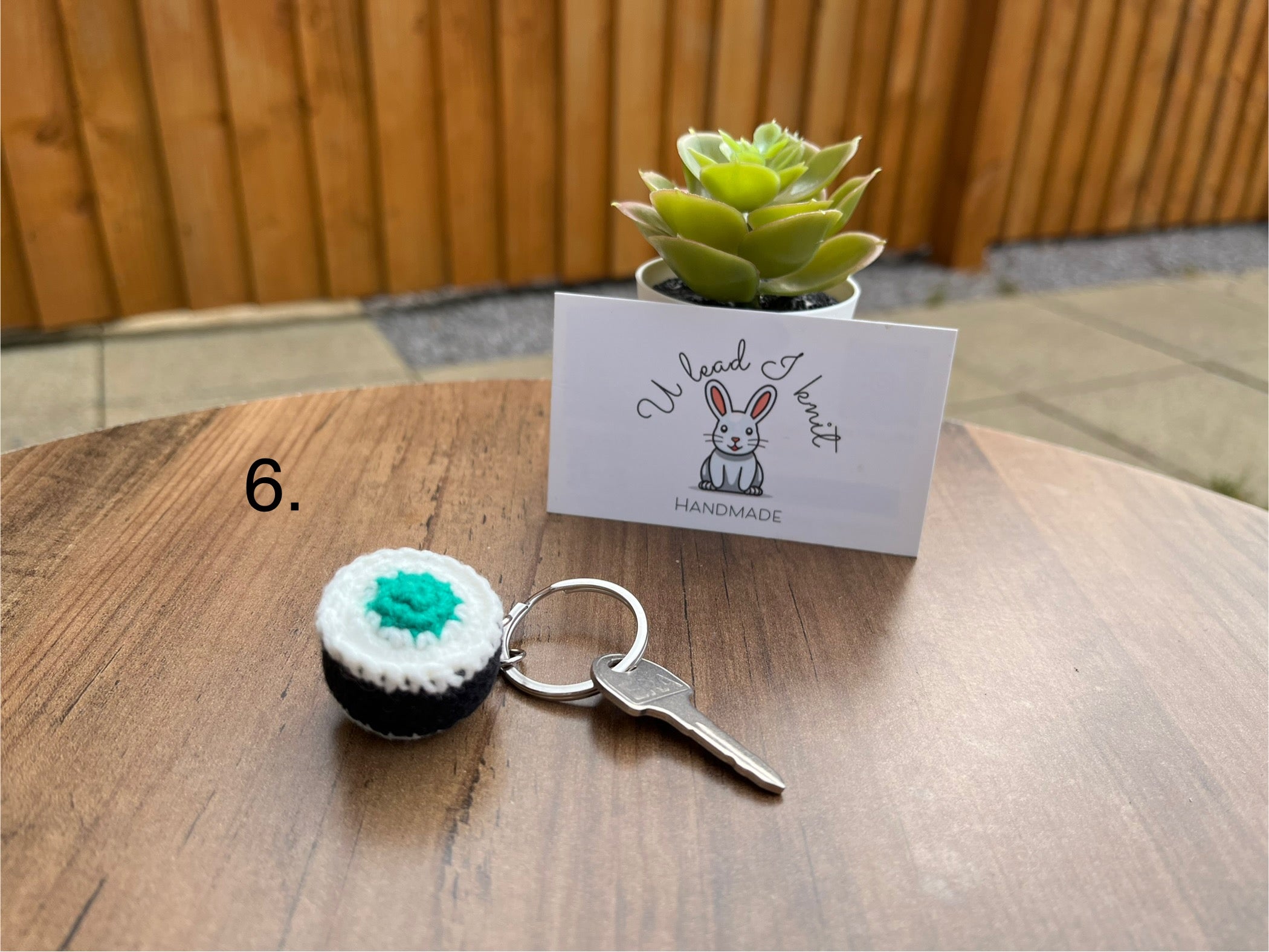 Crochet Mini Sushi Keyring | Handmade Smiley Sushi Bag Charm