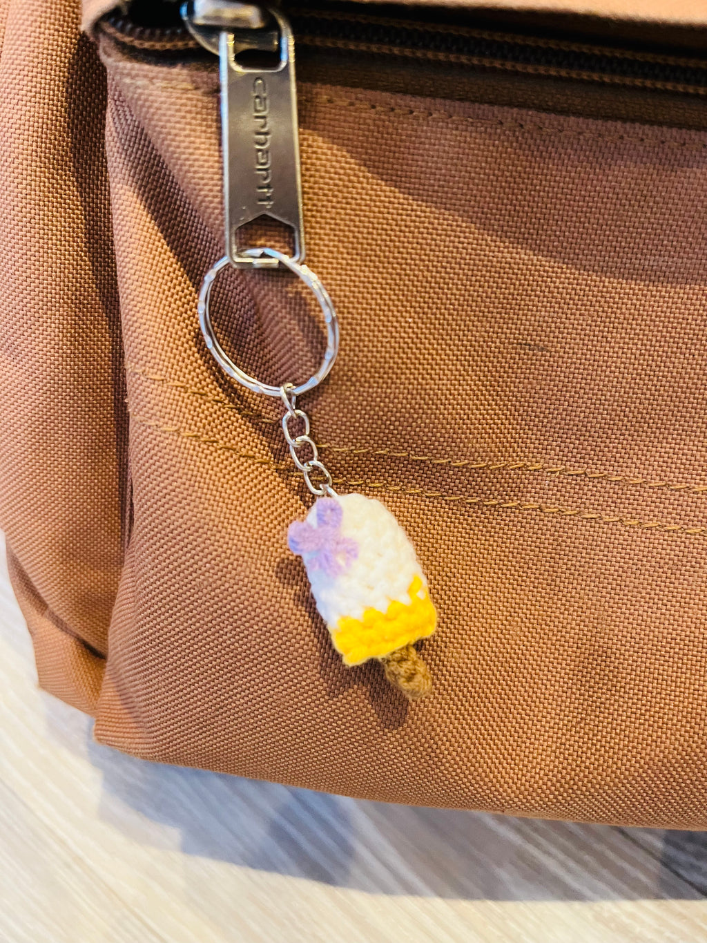 Crochet Ice Cream Bar Keychain, Cute Phone Charm, Mini Bag Charm, Handmade Summer Gift