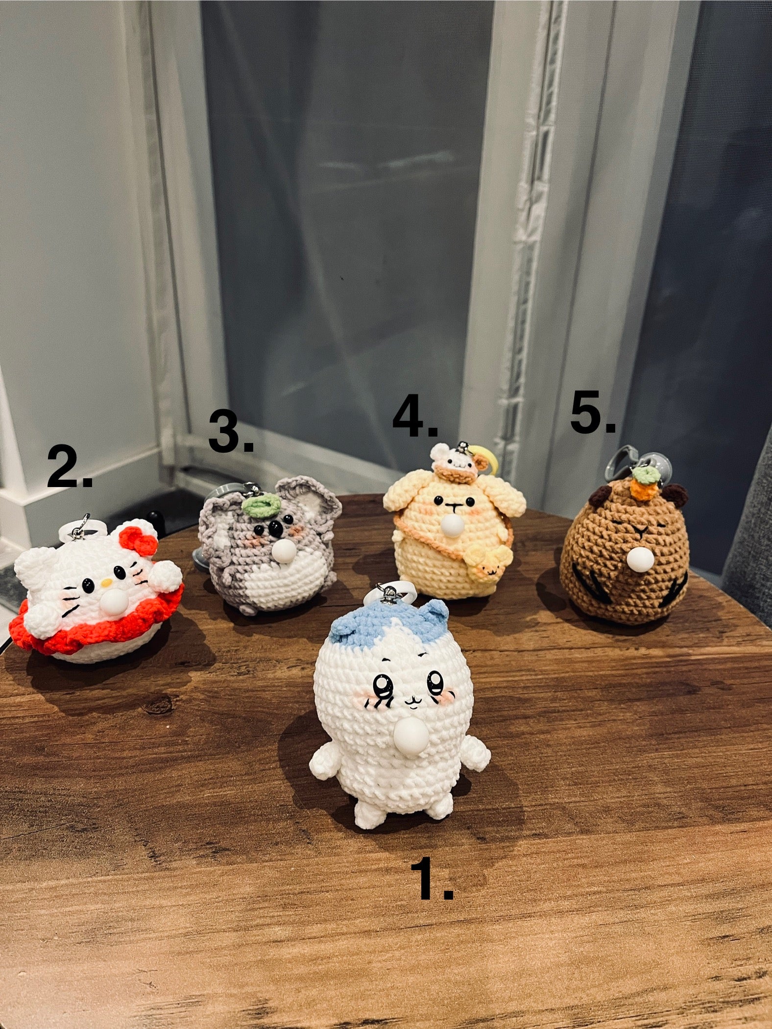 Crochet Chubby Squeeze Keychain I (Pompompurin, Chiikawa, Totoro, Hello Kitty) Interactive Squishy Toy | Handmade Gift