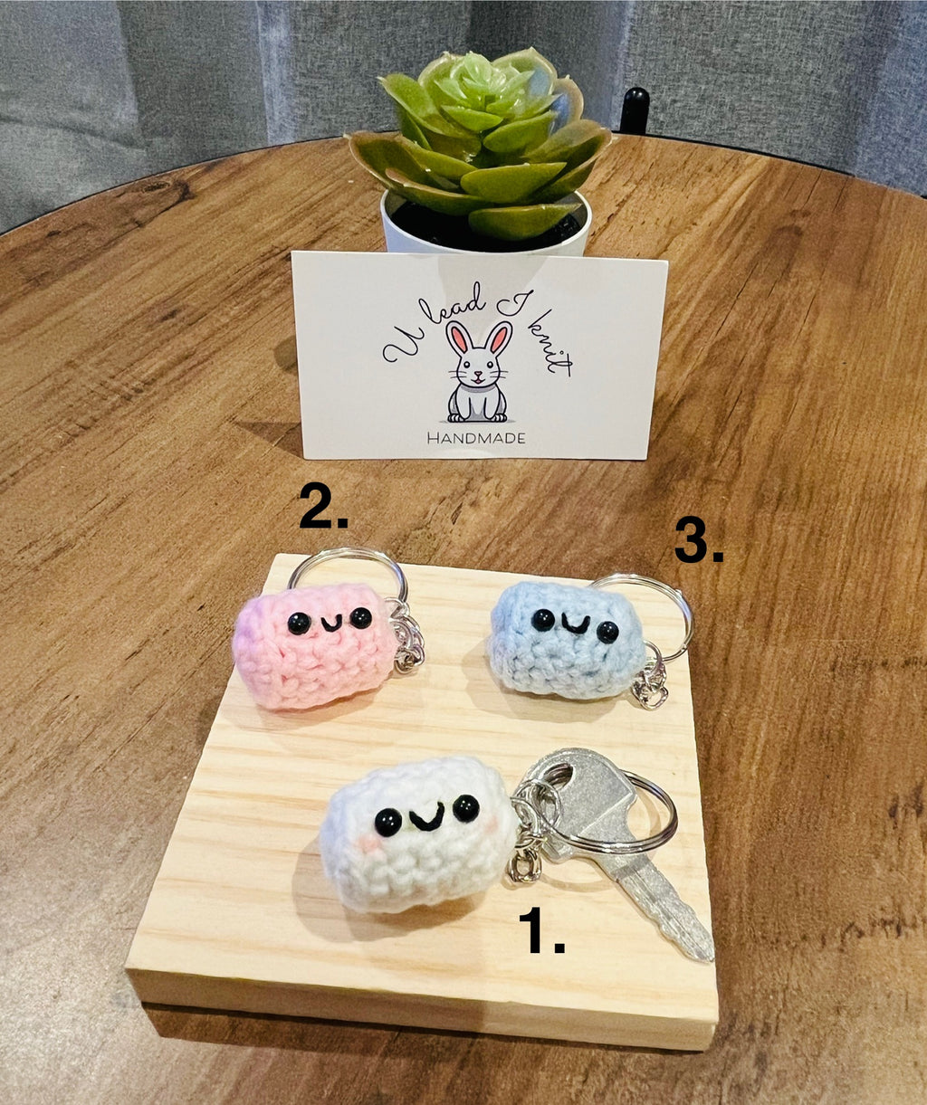 Crochet Mini Marshmallow Keyring/Cute Marshmallow Bag Charm Handmade