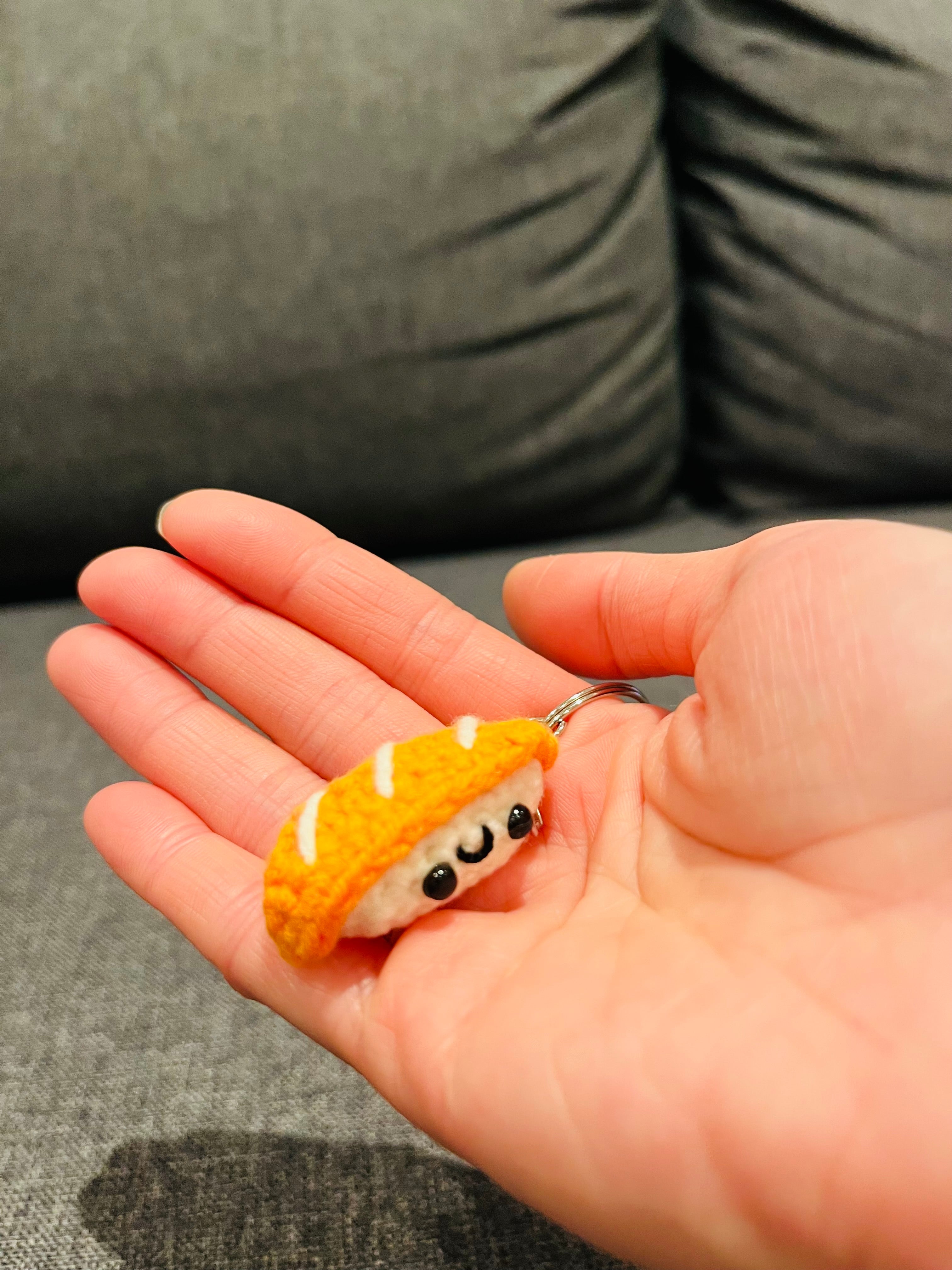 Crochet Mini Sushi Keyring | Handmade Smiley Sushi Bag Charm