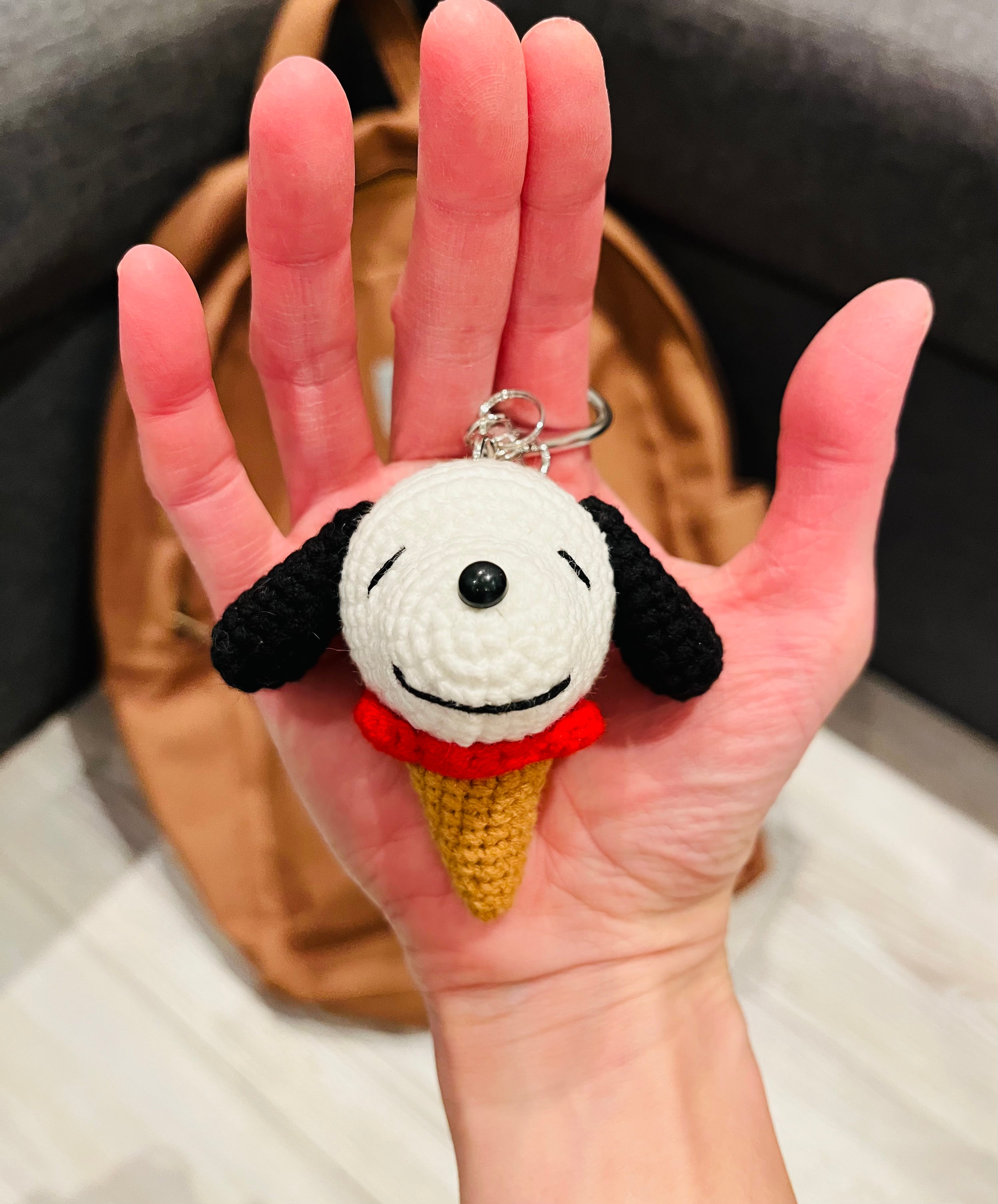 Cute Crochet Character Keyring Collection V/ Kawaii Bag Charm/Kawaii Plush Pikachu , Snoopy, Cinnamoroll, Chiikawa, Dale, Mickey