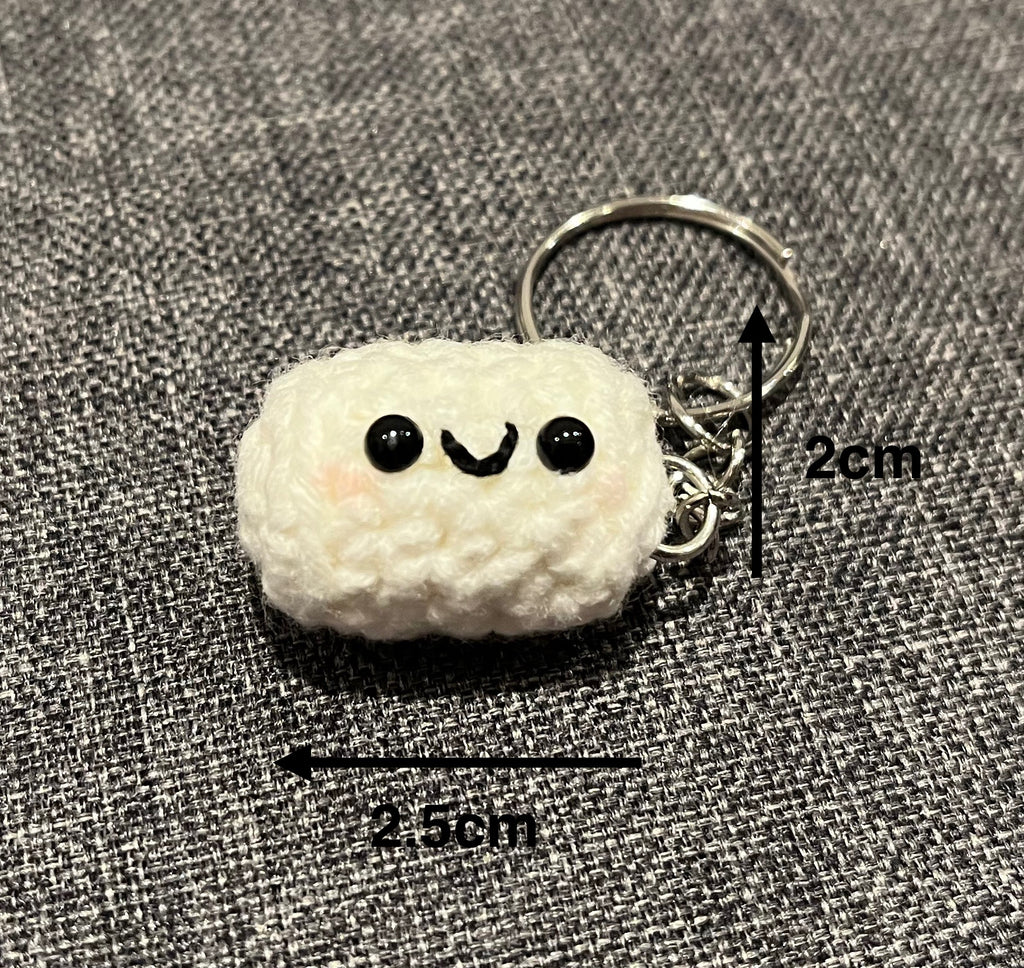 Crochet Mini Marshmallow Keyring/Cute Marshmallow Bag Charm Handmade