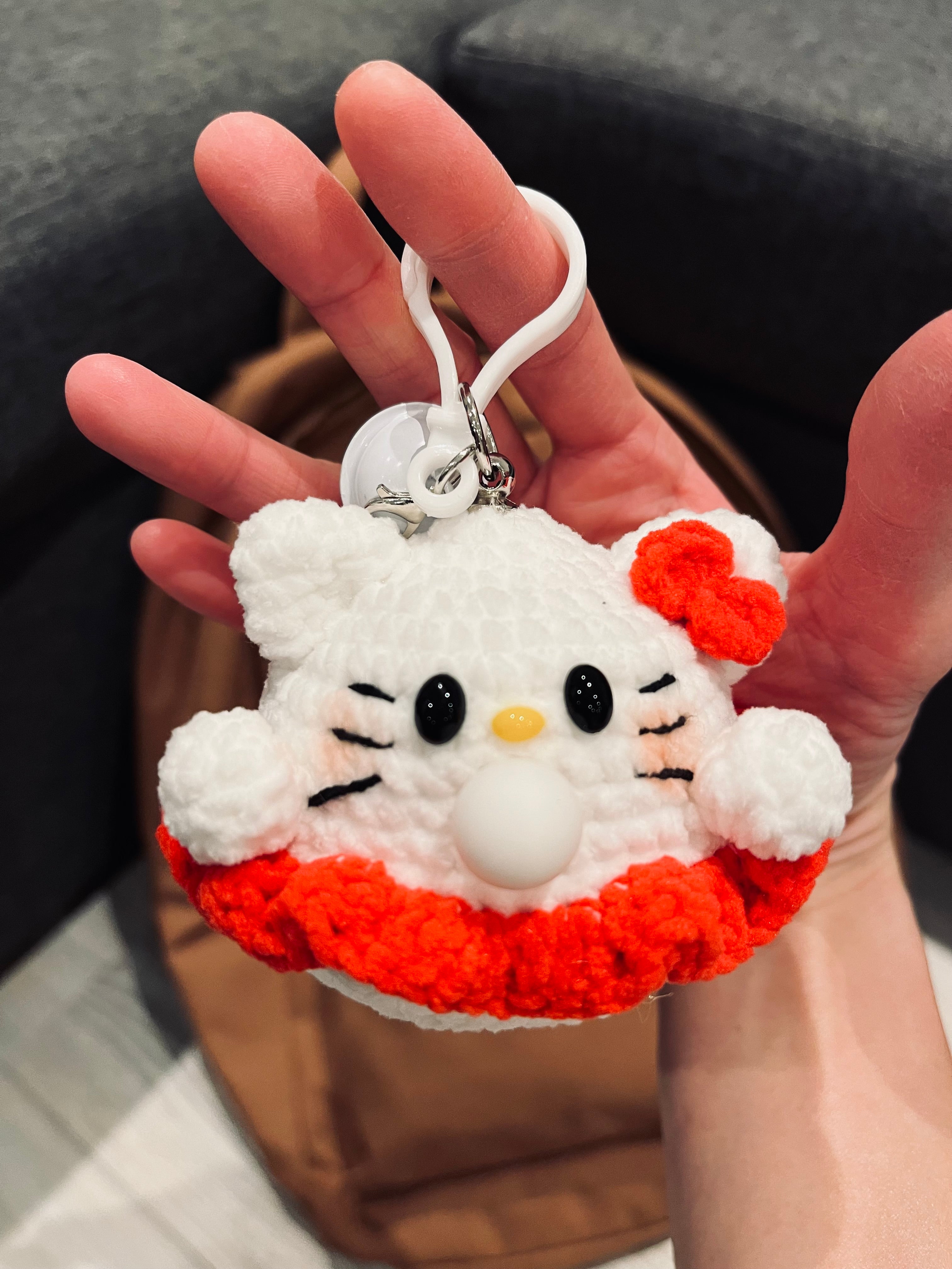 Crochet Chubby Squeeze Keychain I (Pompompurin, Chiikawa, Totoro, Hello Kitty) Interactive Squishy Toy | Handmade Gift