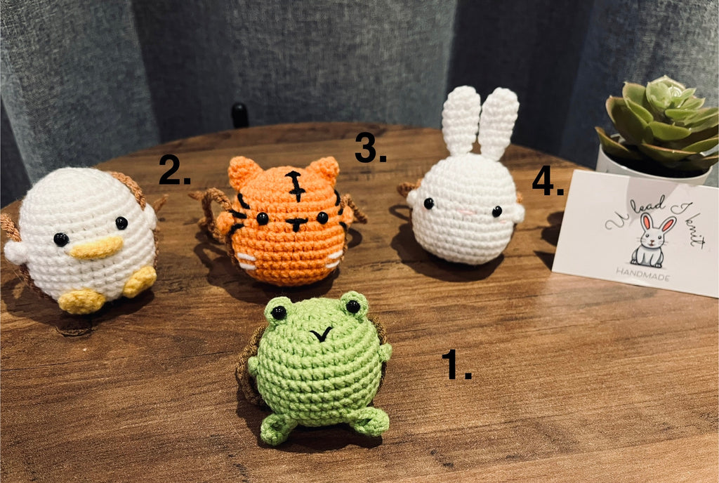 Crochet Animal Car Hanger - Cute Frog, Duck, Tiger & Bunny | Handmade