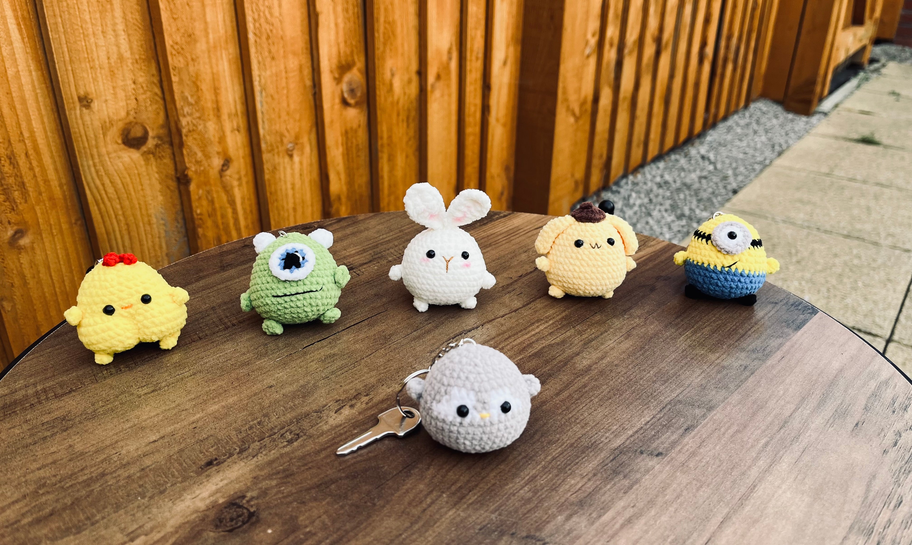 Cute Crochet Character Keyring Collection I /Kawaii Bag Charm, Pompompurin / Mike Wazowski/ Minion / Penguin / Chick/ Bunny