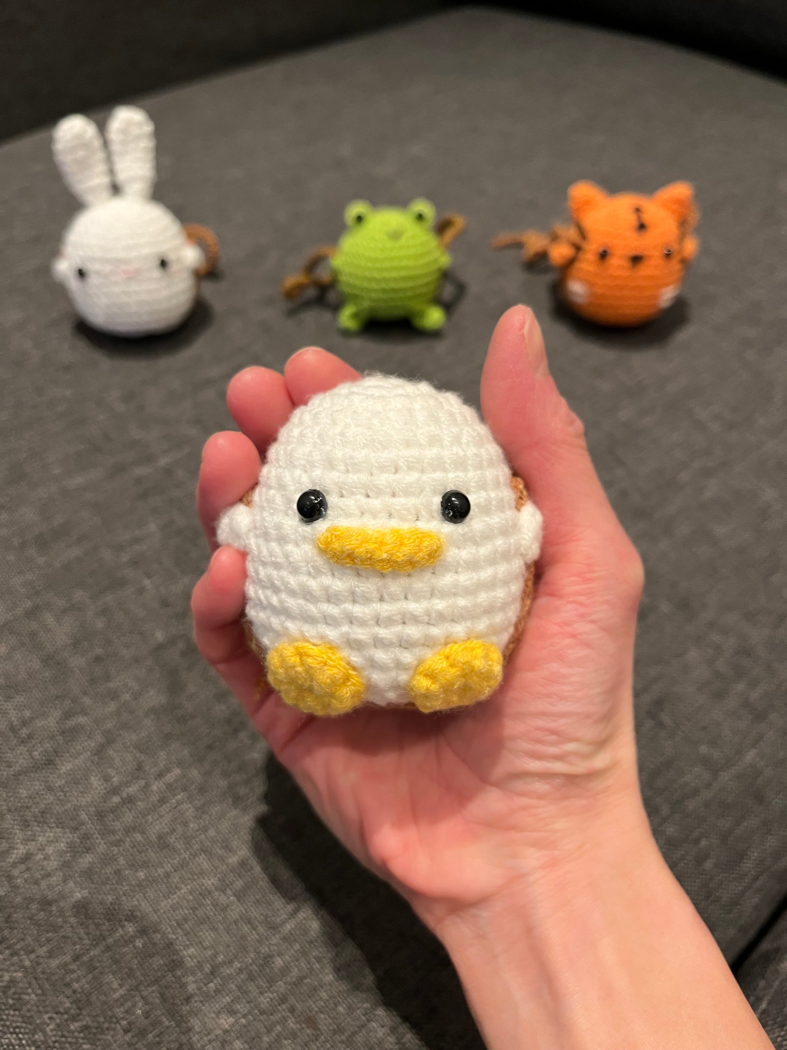 Crochet Animal Car Hanger - Cute Frog, Duck, Tiger & Bunny | Handmade