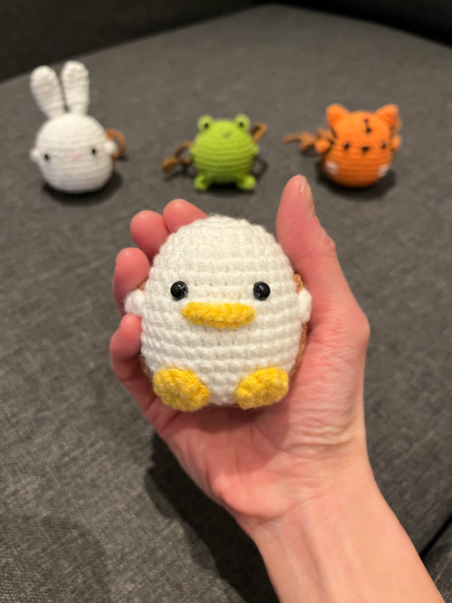 Crochet Animal Car Hanger - Cute Frog, Duck, Tiger & Bunny | Handmade