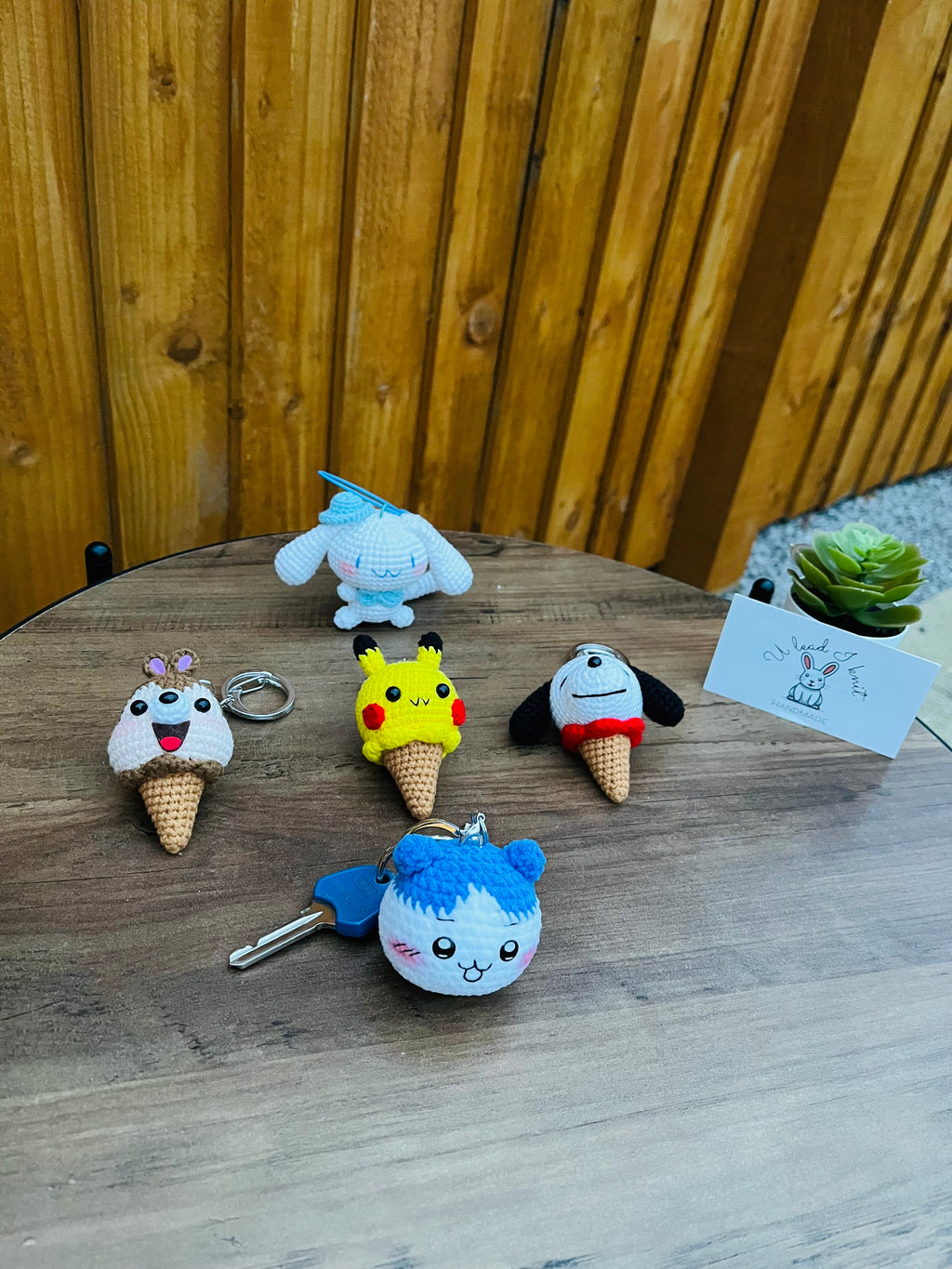 Cute Crochet Character Keyring Collection V/ Kawaii Bag Charm/Kawaii Plush Pikachu , Snoopy, Cinnamoroll, Chiikawa, Dale, Mickey