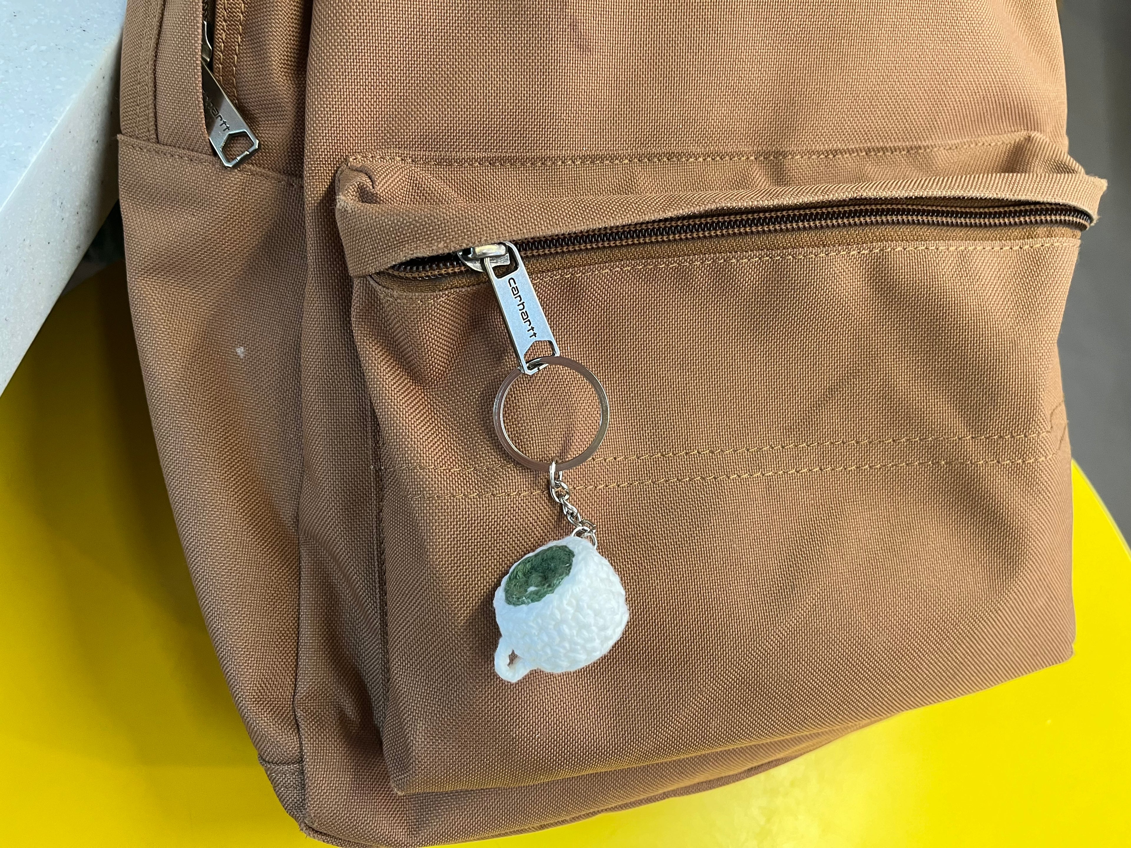 Crochet Mini Latte, Matcha, Mocha Marshmallow Keyring/Cute Handmade Latte, Matcha, Mocha Marshmallow Bag Charm