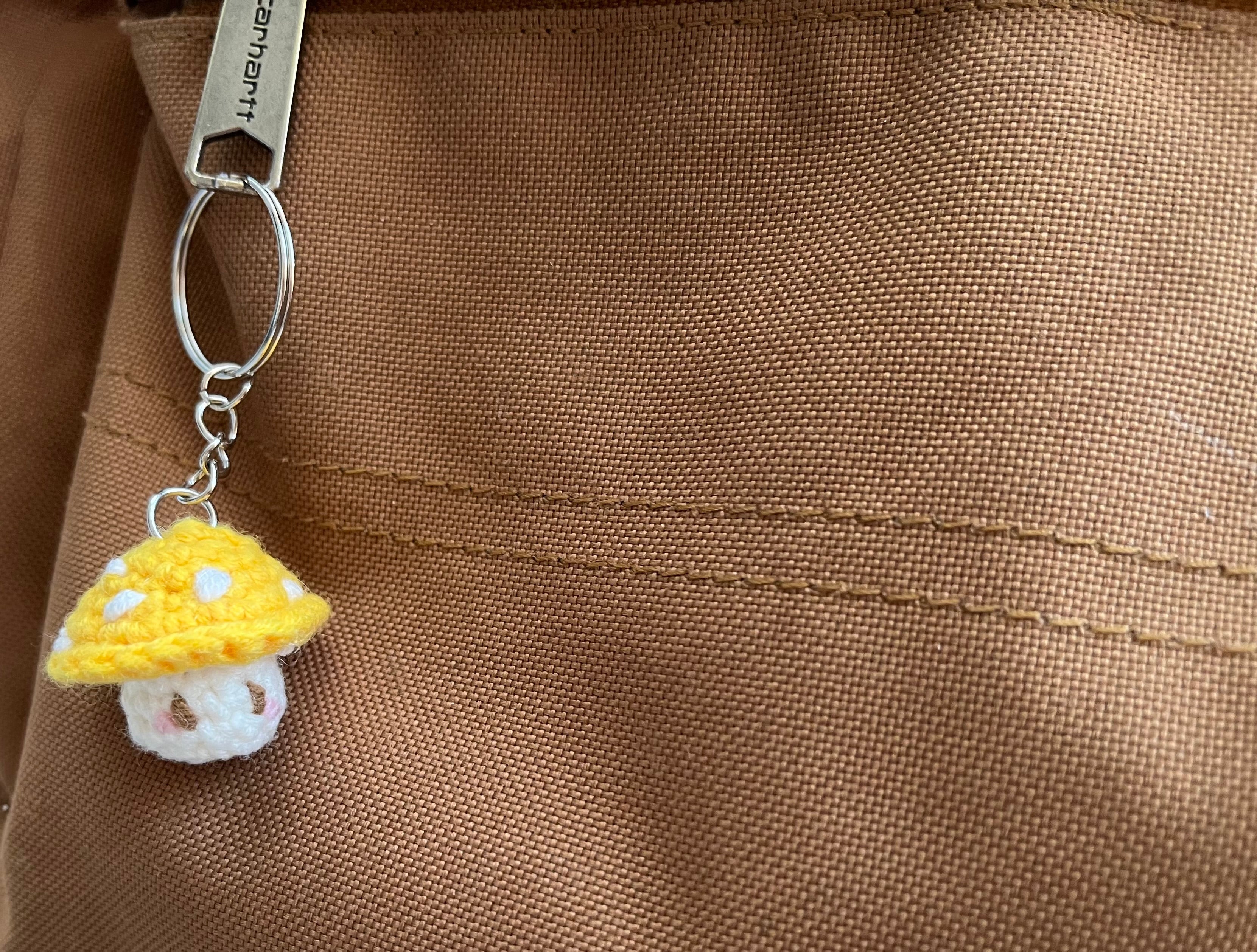 Crochet Mini Mushroom/Mario Keyring | Handmade Smiley Mushroom Bag Charm