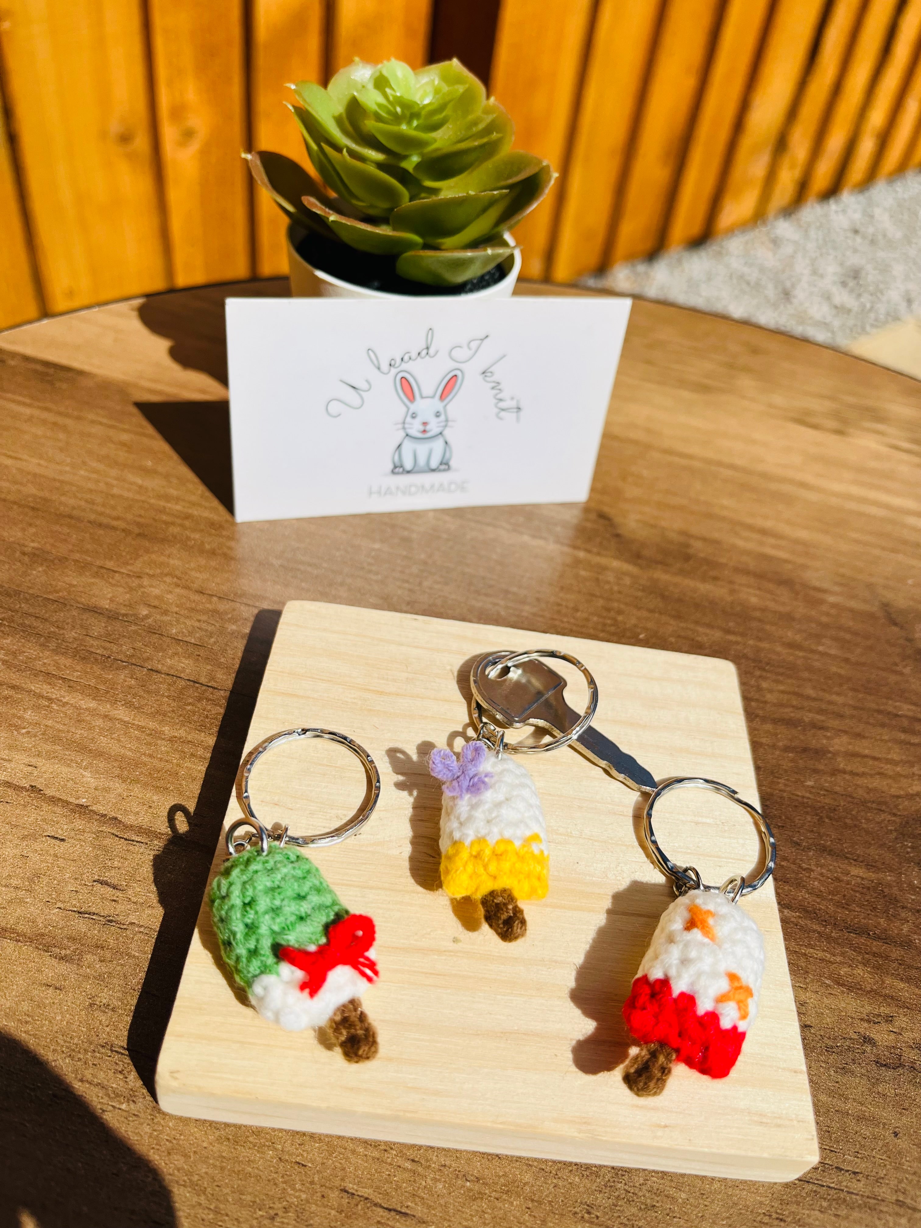 Crochet Ice Cream Bar Keychain, Cute Phone Charm, Mini Bag Charm, Handmade Summer Gift
