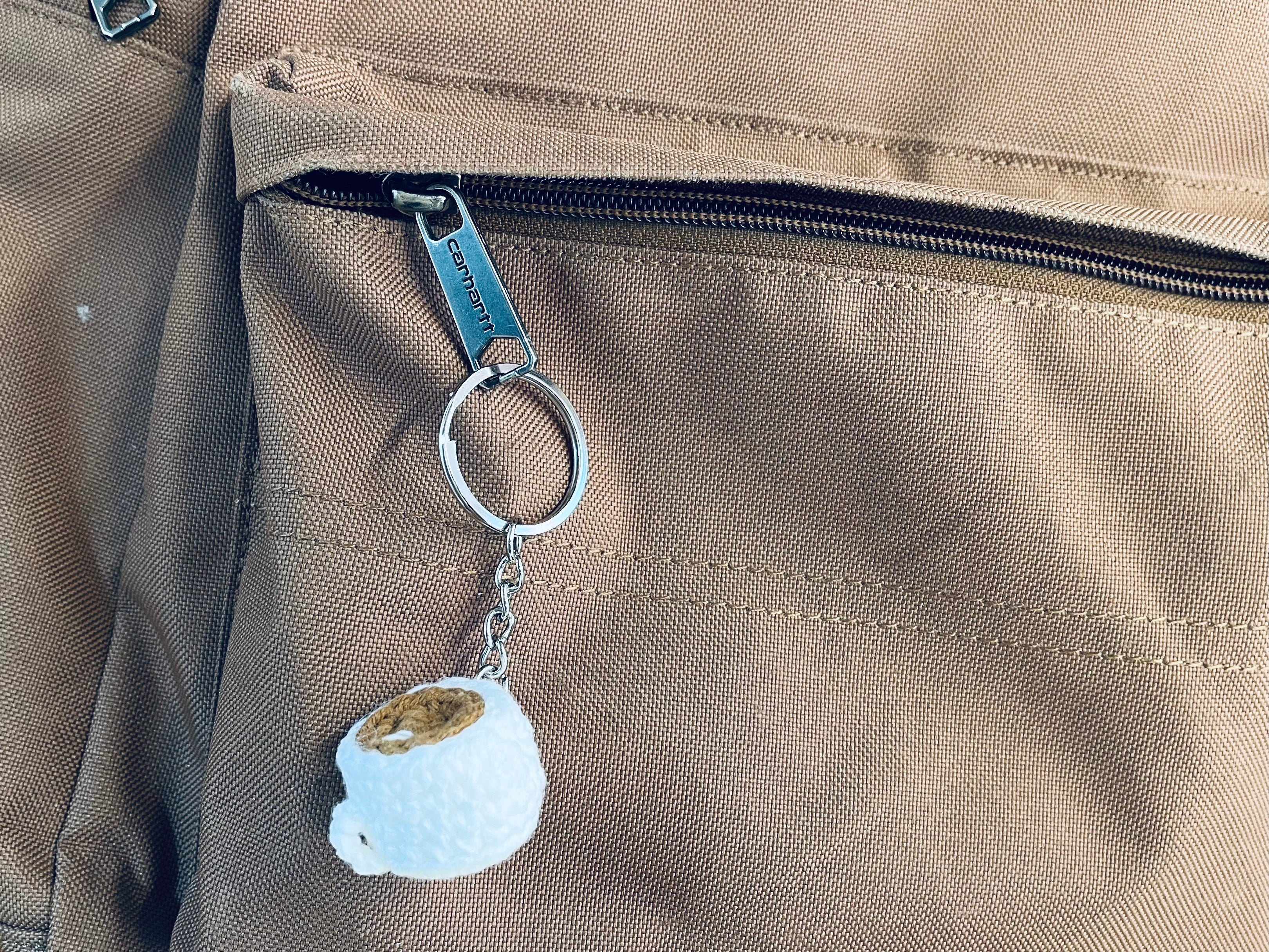 Crochet Mini Latte, Matcha, Mocha Marshmallow Keyring/Cute Handmade Latte, Matcha, Mocha Marshmallow Bag Charm