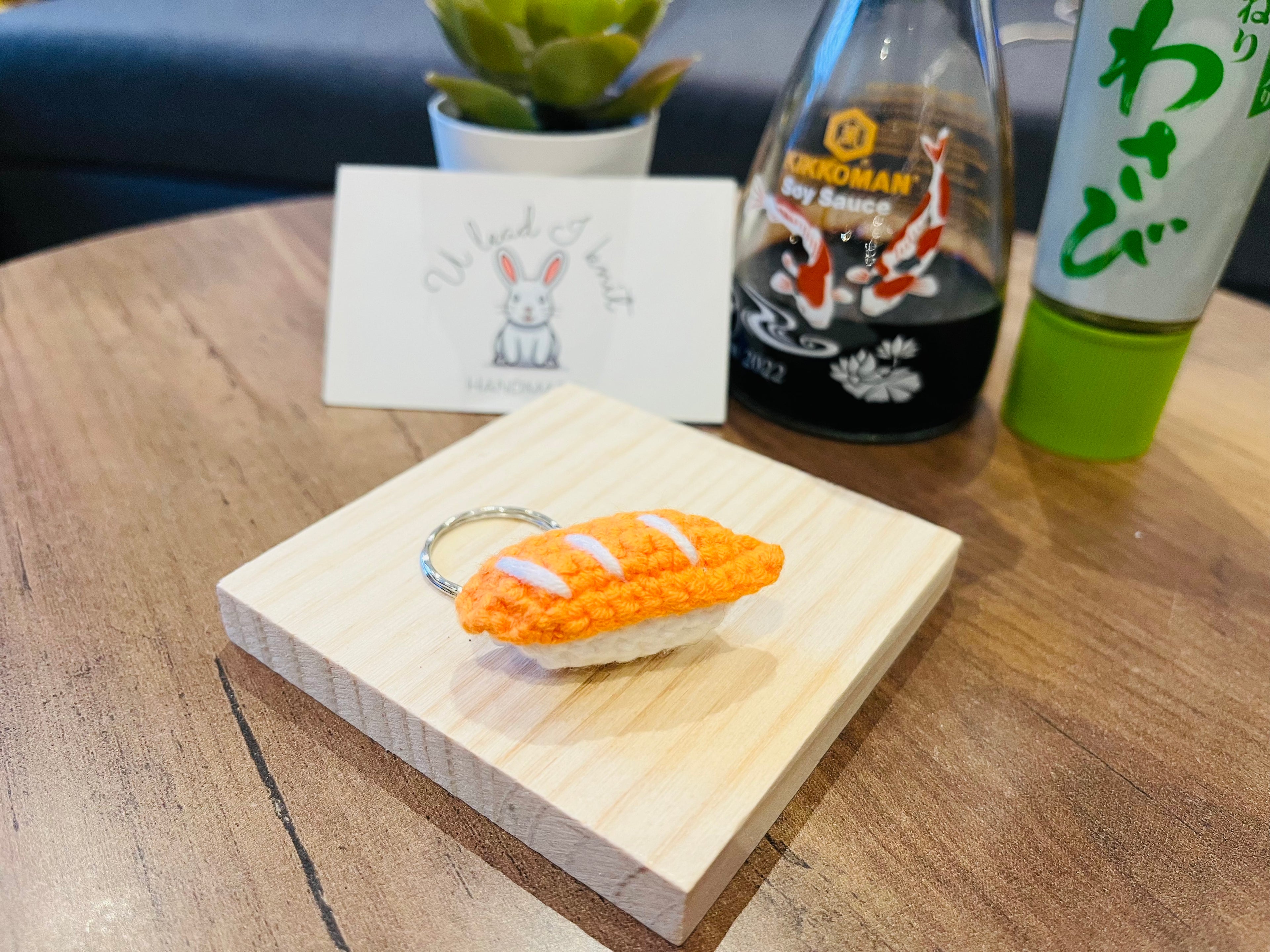 Crochet Mini Sushi Keyring | Handmade Smiley Sushi Bag Charm