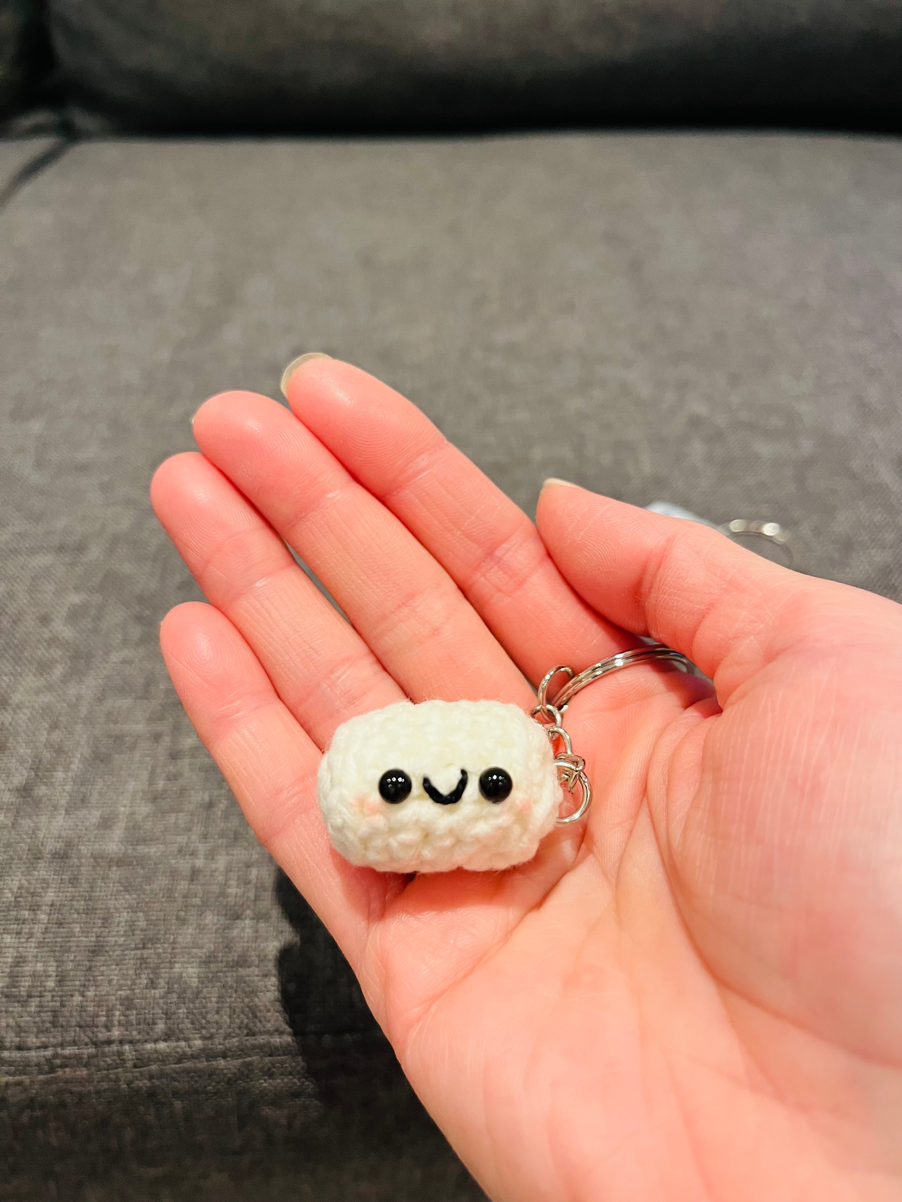 Crochet Mini Marshmallow Keyring/Cute Marshmallow Bag Charm Handmade