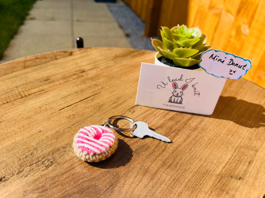 Crochet Mini Donut Keyring/ Cute Donut Bag Charm Handmade