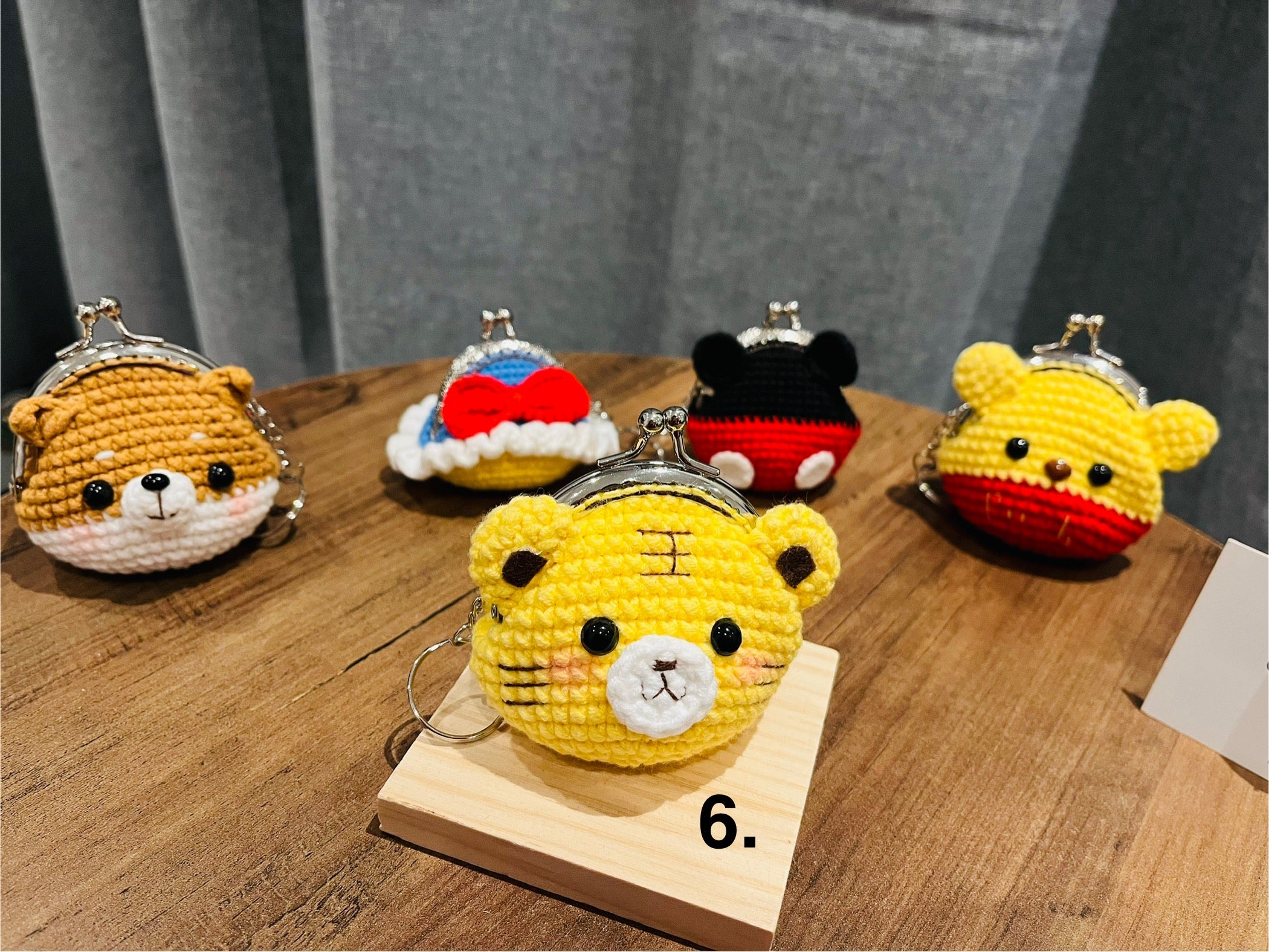 Handmade Crochet Keychain Purse I , Cute Character Keyholder, Winnie the Pooh, Mickey,  Hello Kitty, Puppy, Tiger, Cute Bag Charm
