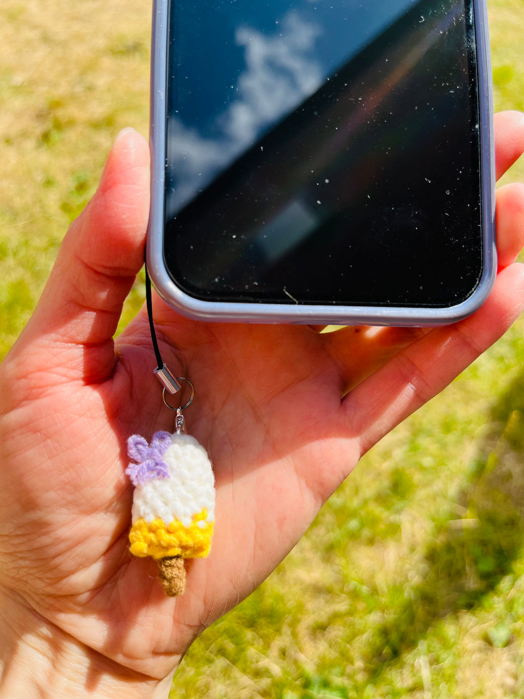 Crochet Ice Cream Bar Keychain, Cute Phone Charm, Mini Bag Charm, Handmade Summer Gift